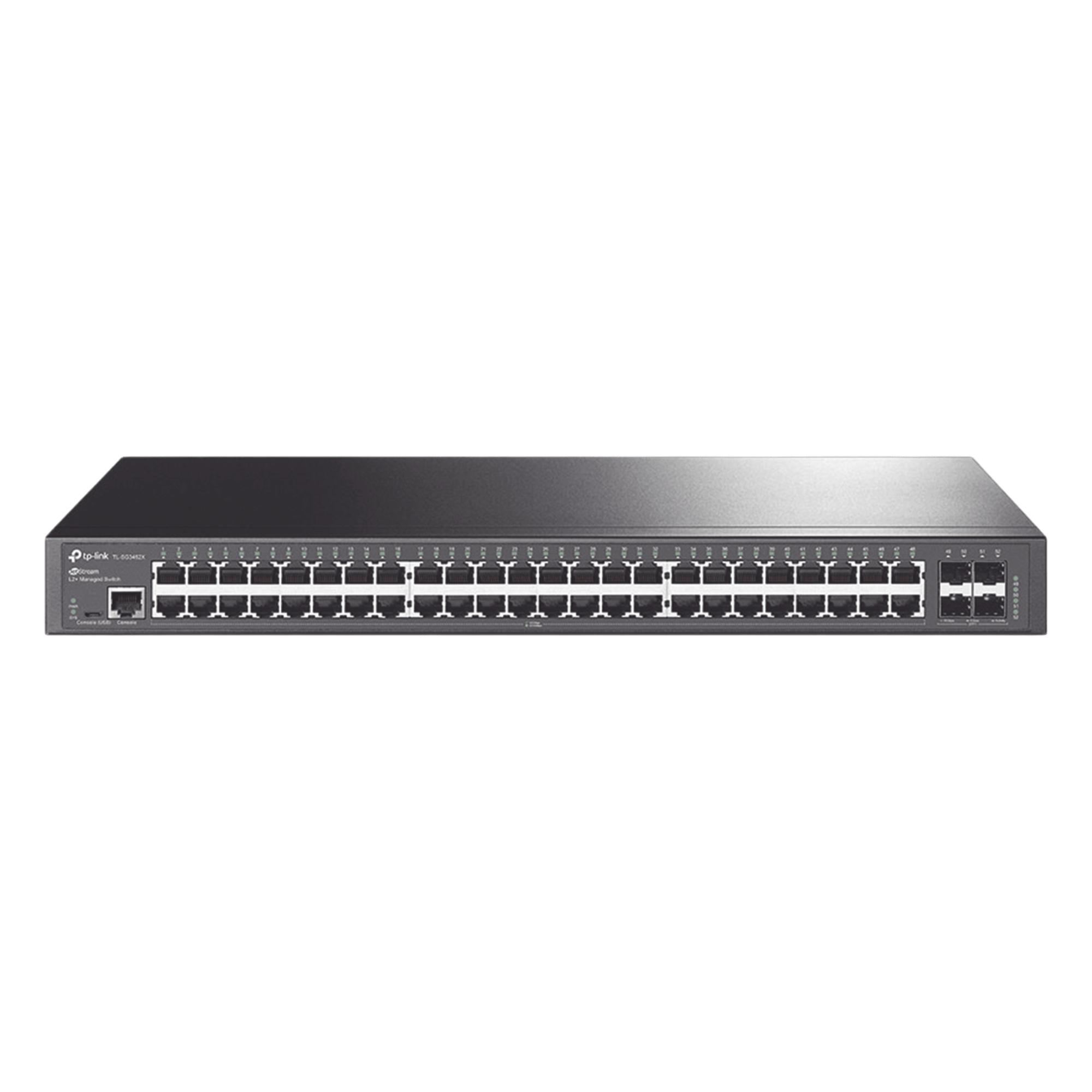 Switch Omada SDN Administrable / 48 puertos Gigabit y 4 puertos SFP+ / Funciones sFlow, QinQ y QoS / Administración centralizada OMADA — TP-LINK · SKU TL-SG3452X