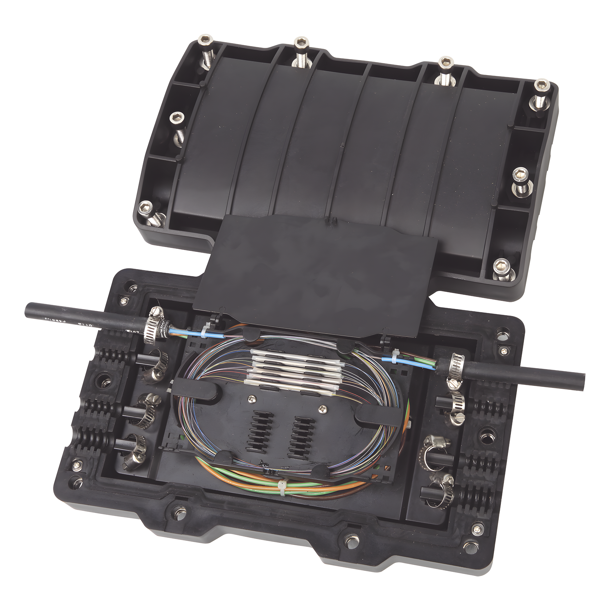 Caja de Distribución de Fibra Óptica Horizontal, hasta 48 Empalmes, Exterior IP68 — FIBERHOME · SKU FITOSC320-H8