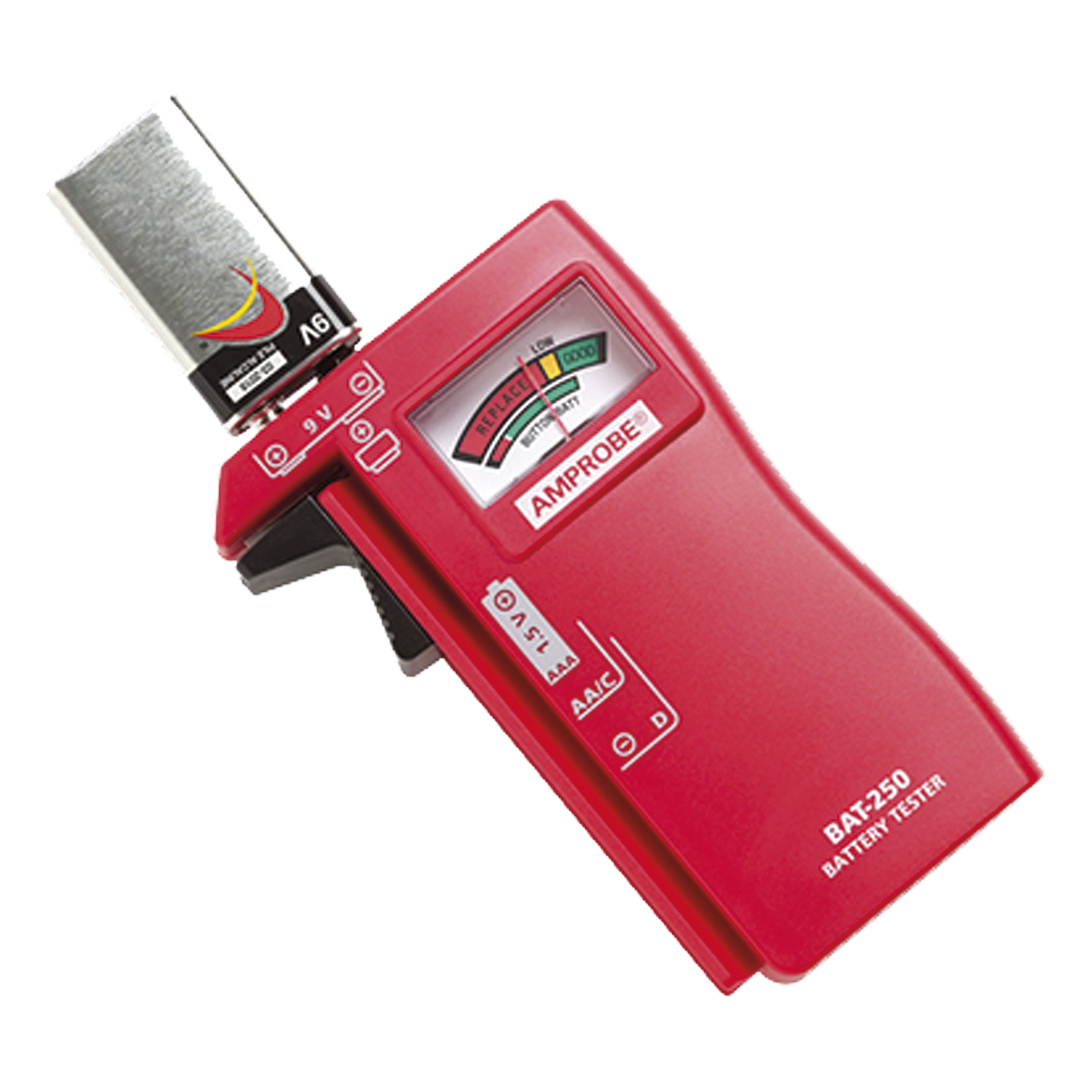 Probador de Baterías 9 Vcc / 1.5 Vcc [AA-AAA-C-D] — AMPROBE · SKU BAT-250