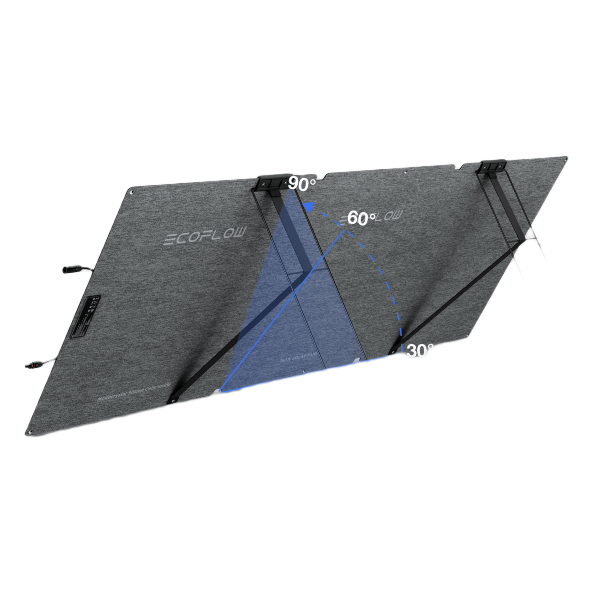 Módulo Solar Bifacial, Portátil y Flexible de 160W Recomendado para Estaciones Portátiles EcoFlow / Ajuste de Ángulo / Carga Eficiente / Incluye Cable XT60 a MC4 — ECOFLOW · SKU EFFOLD160LW