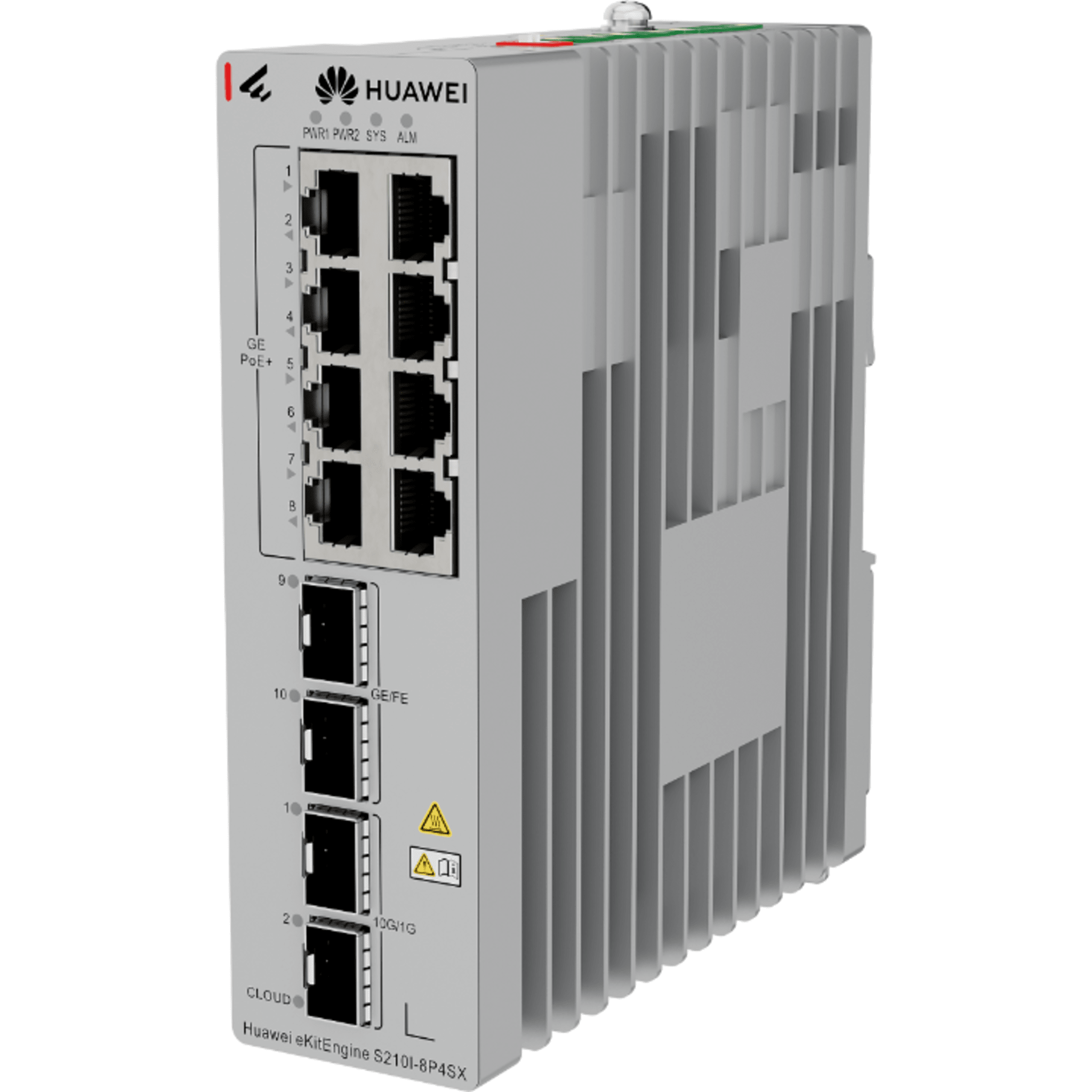 Switch Industrial eKit / 8 Puertos PoE+ Gigabit + 2 SFP + 2 SFP+ / Montaje en Riel DIN / Fuente Redundante 1+1 : 54 a 57 VCD / Libre de licenciamiento / Gestión gratuita desde la Nube / Presupuesto PoE 220 W