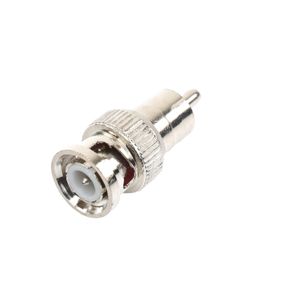 Adaptador en Línea para 75 Ohm, de Conector BNC Macho a RCA Macho en Aplicaciones de Audio-Video para Cámaras, Monitores y DVR's.