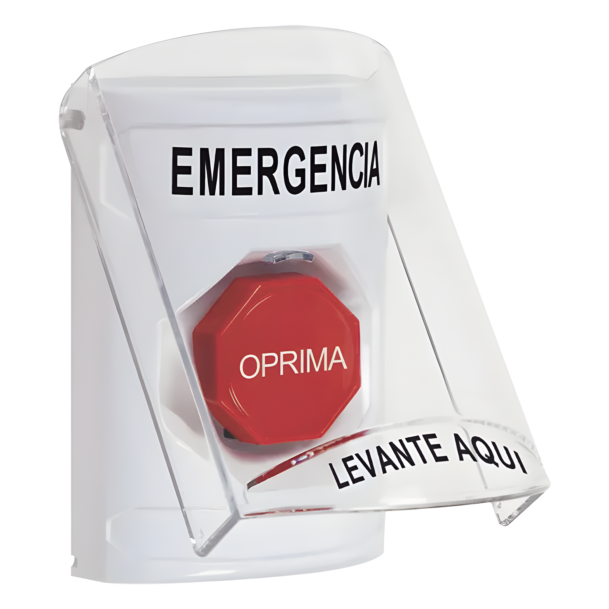 Botón Multipropósito / Montaje Superficie / Tapa Policarbonato / Pre-Alarma Integrada / Texto Español / Compatible ADA / Solo Interior — STI · SKU SS23A2EM-ES