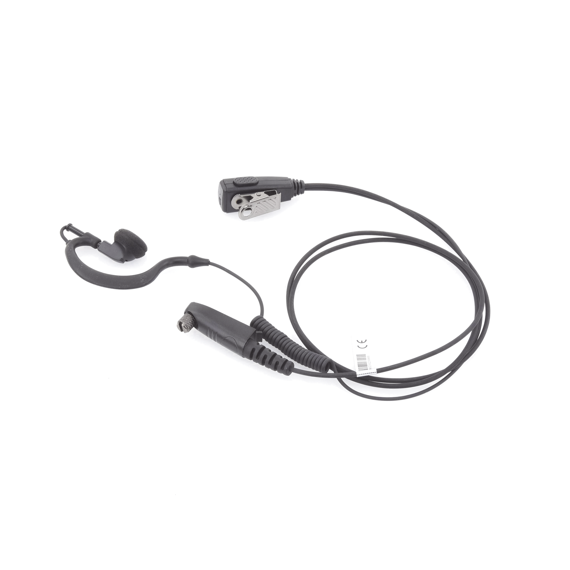 Micrófono-Audífono Profesional / Gancho Ajustable en Forma de G / Cable con Resorte / PTT de Solapa / Compatible con Radios Hytera y Telox