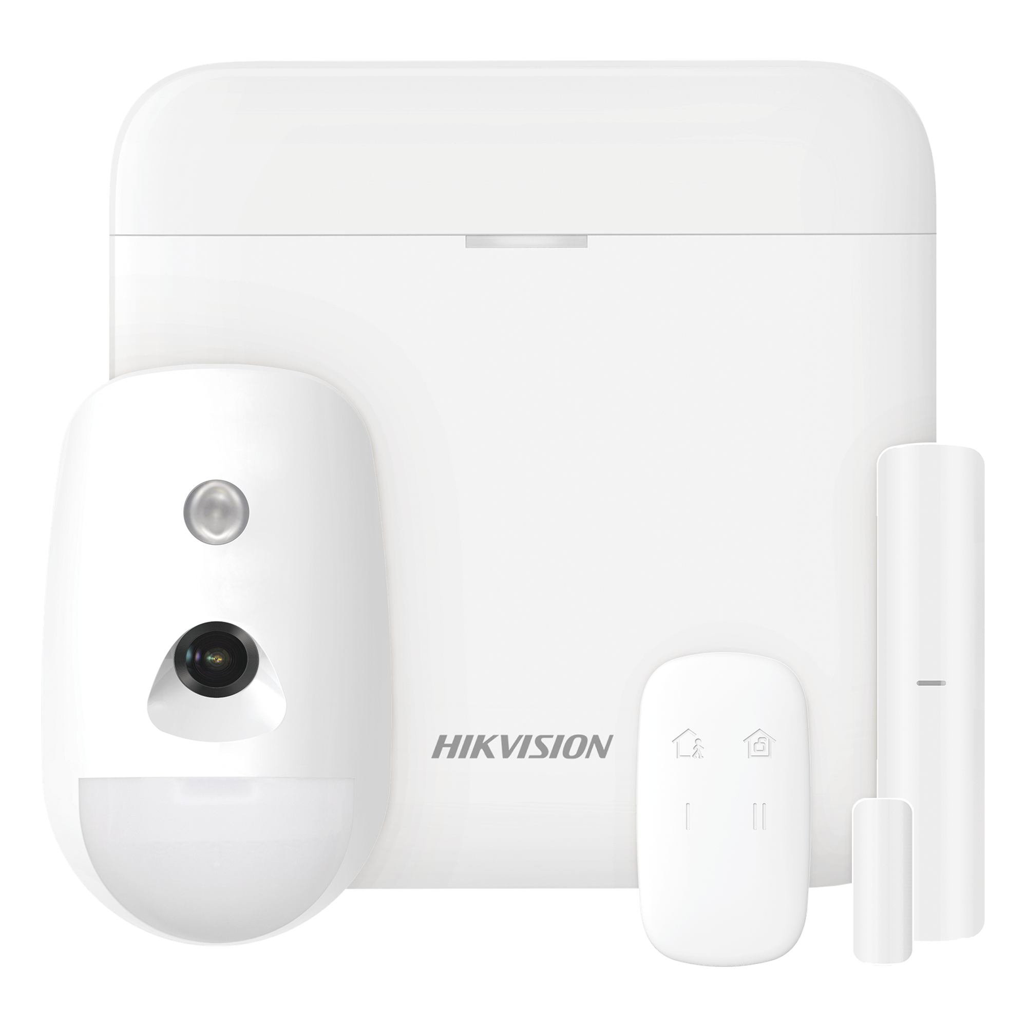 (AX PRO) KIT de Alarma AX PRO con GSM (3G/4G) / Incluye: 1 Hub / 1 Sensor PIR con Cámara / 1 Contacto Magnético / 1 Control Remoto / WiFi / Compatible con Hik-Connect P2P — HIKVISION · SKU DS-PWA48-KS-CAM