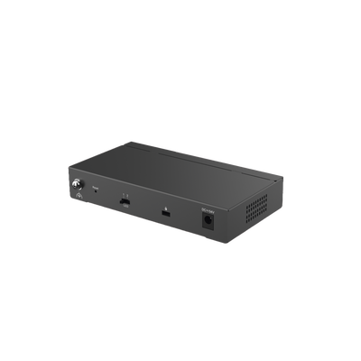 Switch Administrable con 4 puertos Gigabit PoE, 2 Uplink Gigabit y 1 Uplink Gigabit para Fibra SFP en combo, gestión gratuita desde la nube