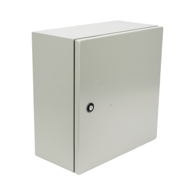 Gabinete de Acero IP66 Uso en Intemperie (400 x 400 x 200 mm) con Placa Trasera Interior de Metal y Compuerta Inferior Atornillable (Incluye Chapa y Llave PST407)