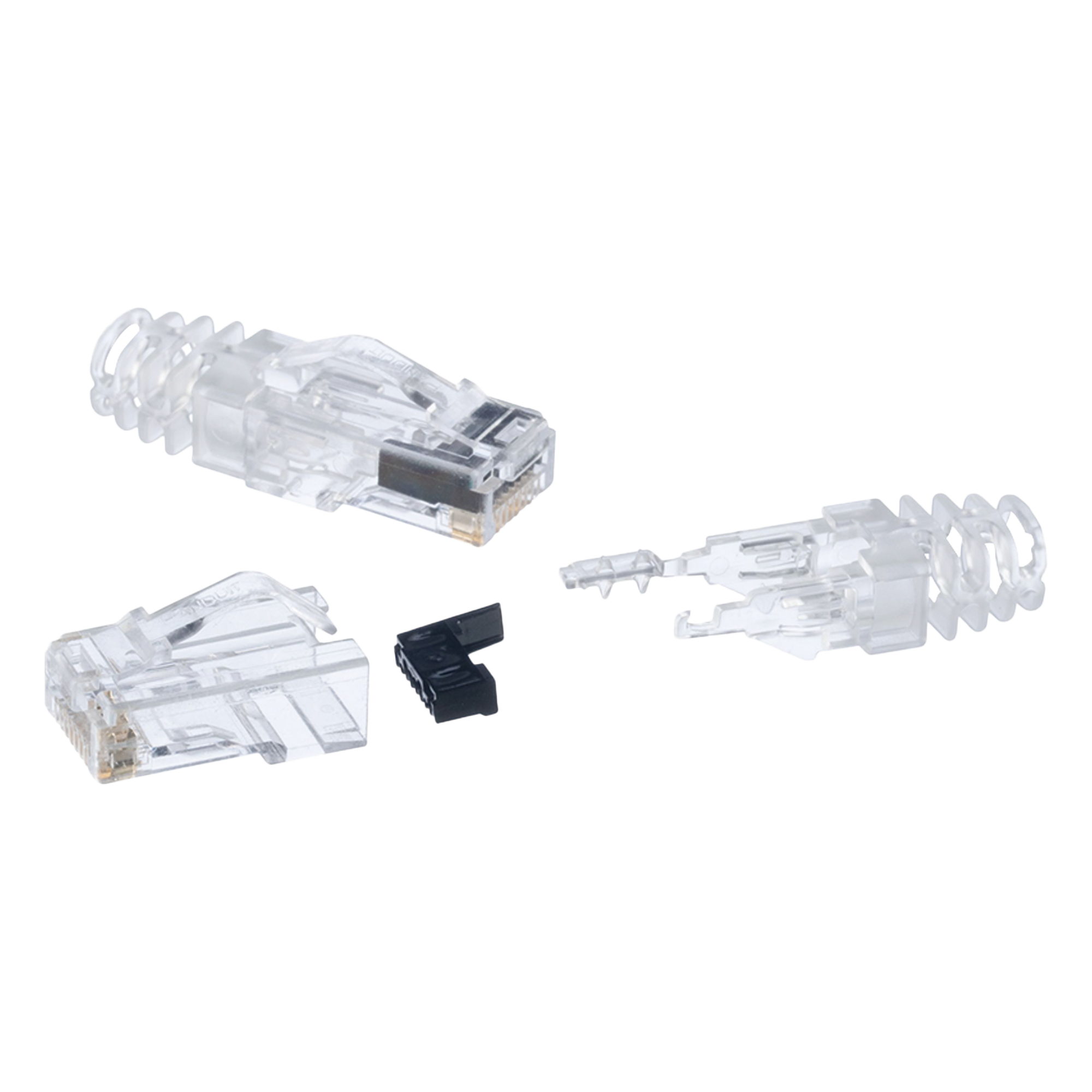 Plug RJ45 Cat6 de 3 Piezas, Para Cable UTP de Calibre 23-24 AWG, Chapado en Oro de 50 micras, Paquete de 100 Piezas