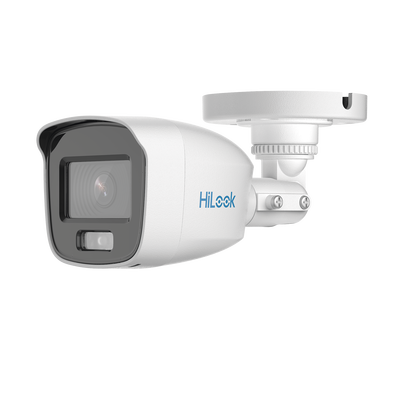 Bala TURBOHD 2 Megapixel (1080p) / Imagen a Color 24/7 / Lente 2.8 mm / ColorVu Lite / Luz Blanca 20 mts / IP66 / Policarbonato — HiLook by HIKVISION · SKU THC-B129-P