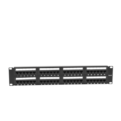 Panel de Parcheo de Impacto (110) UTP de 48 Puertos Cat6, 19 Pulgadas (48.26 cm), 2U, con Barra para Organizar Cable