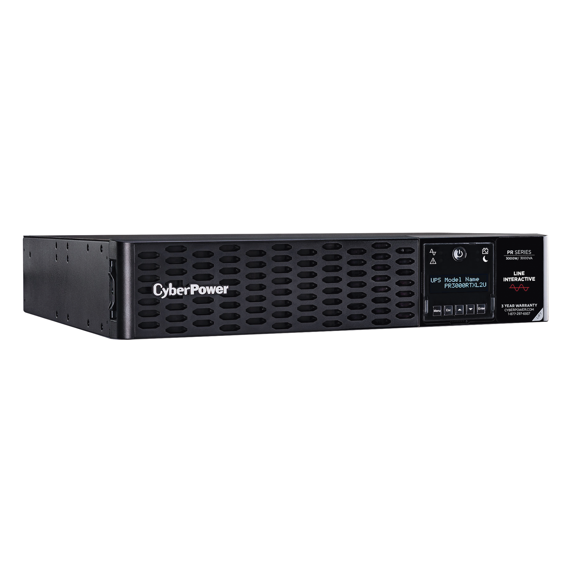 UPS de 3000 VA/3000 W, Topología Línea Interactiva, Entrada 120 Vca NEMA L5-30P, Onda Senoidal Pura, Torre o Rack de 2 UR, Con 8 Tomas 5-20R y 1 L5-30R