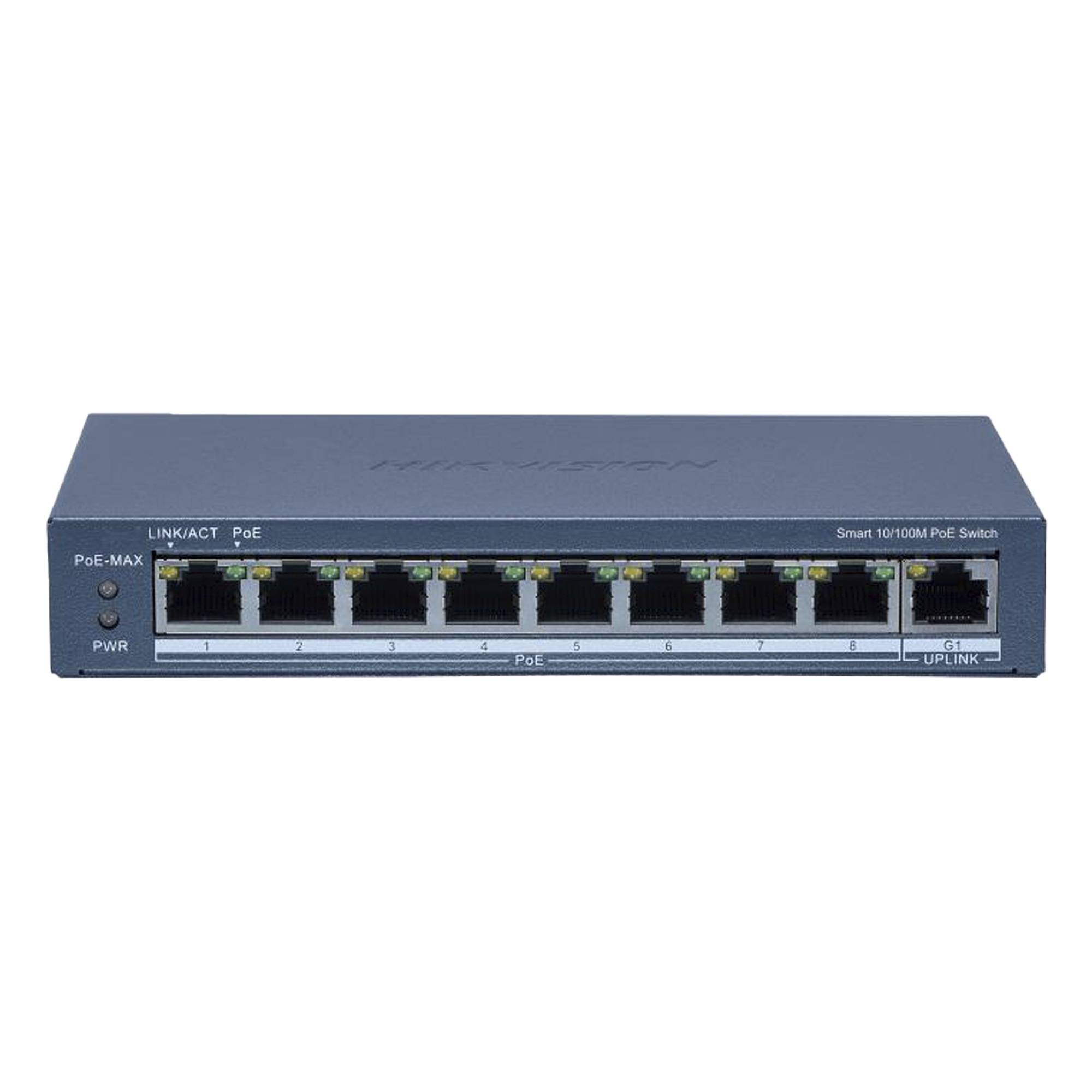 Switch PoE+ / Monitoreable / 8 Puertos 10/100 Mbps PoE+ / 1 Puerto 1000 Mbps Uplink / Configuración Nube Hik-Partner Pro / Modo Extendido hasta 300 metros / 60 W — HIKVISION · SKU DS-3E1309P-EI/M