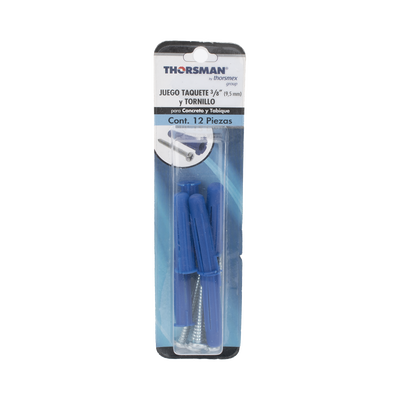 Paquete de 6 taquetes azul 2" y 6 tornillos 12mm x 2" (1105-05002)