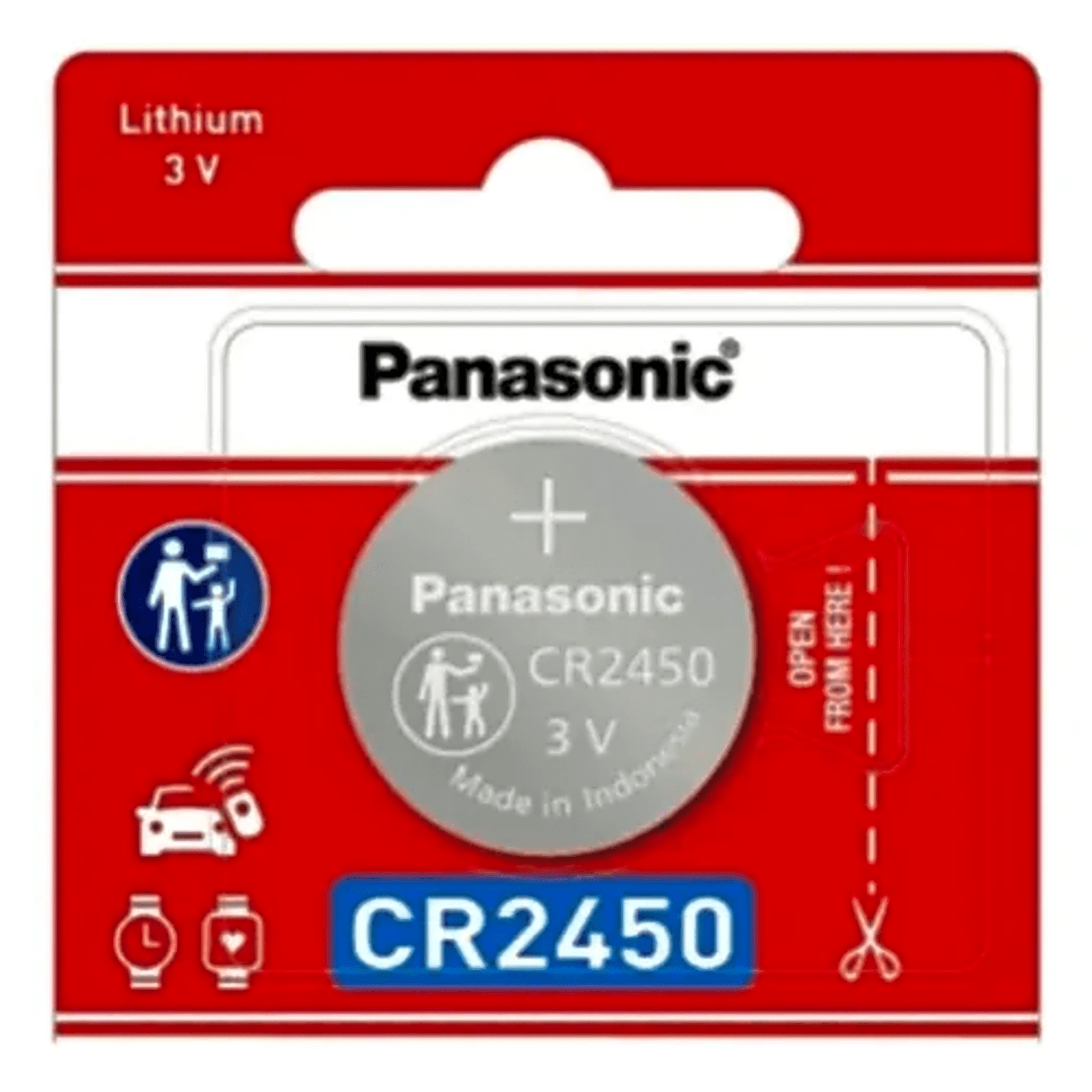 Batería de Litio Tipo Moneda / 3V / 620 mAh / CR2450 / 10 Años Vida Útil