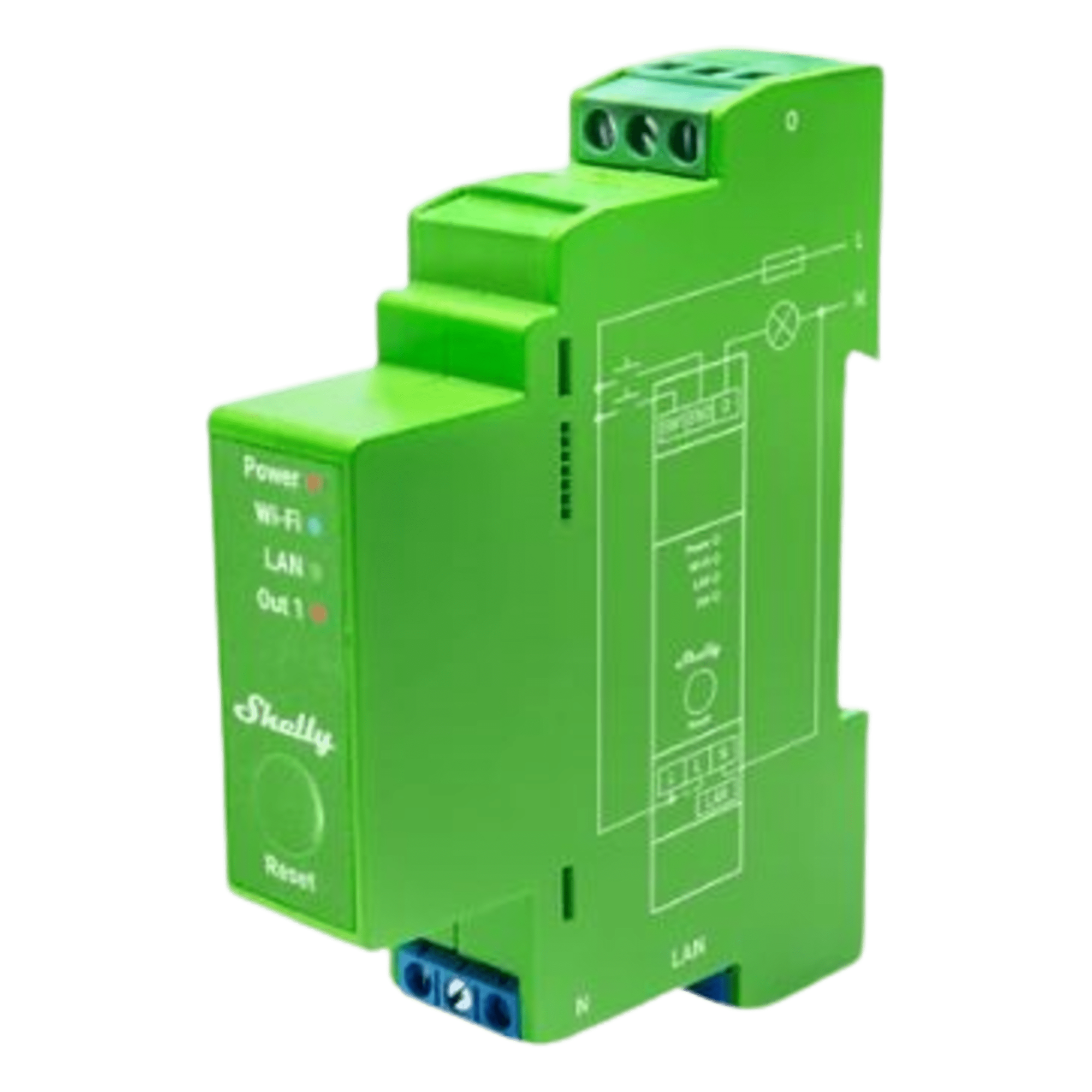 Relevador / Contacto Seco / Interruptor WIFI/ Industrial y residencial inteligente / Hasta 16A / Soporta Google y Alexa / Nube P2P y control Local / 1 canal y puerto ethernet — SHELLY · SKU SHELLYPRODIMMER1PM