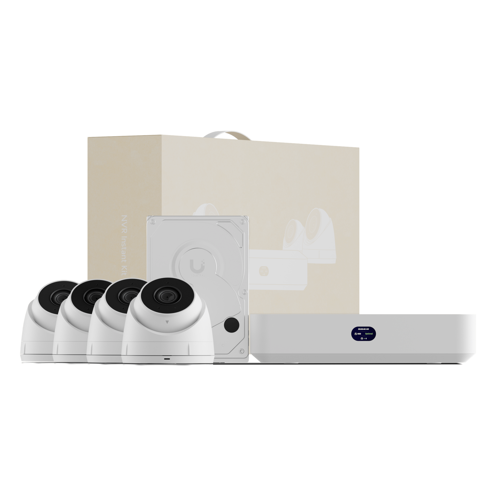 UniFi Protect UNVR Instant Kit – Solución Todo en Uno con NVR Instant, 4 Cámaras G5 Turret Ultra y Disco Duro de 1 TB para una Configuración Rápida y Sencilla — UBIQUITI · SKU UNVR-INSTANT-KIT