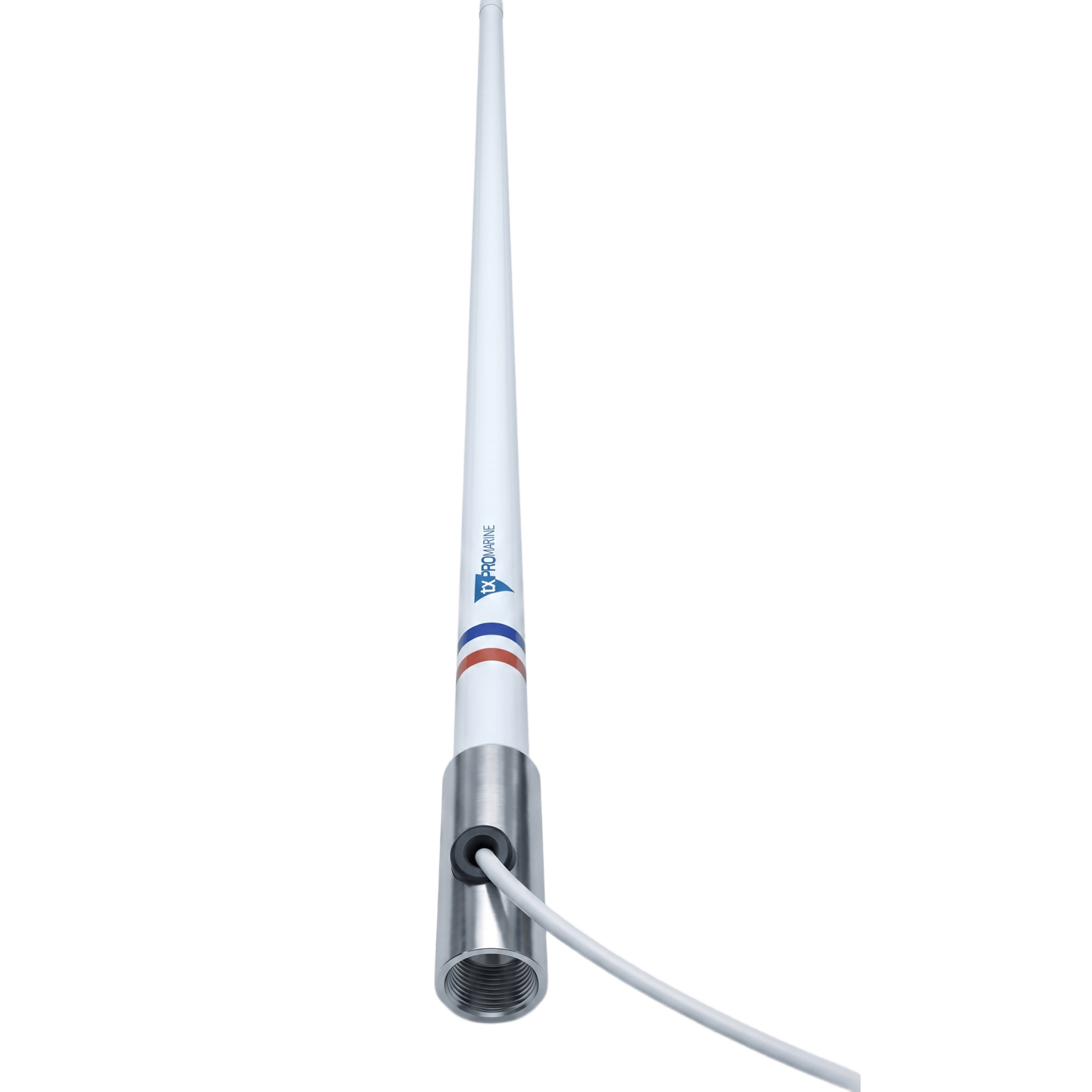 Antena Marina VHF / Fibra de Vidrio / Base Acero Inoxidable / 156-163 MHz / 6 dBi / Cable 10 m (32.8 ft) / PL-259 / Exterior
