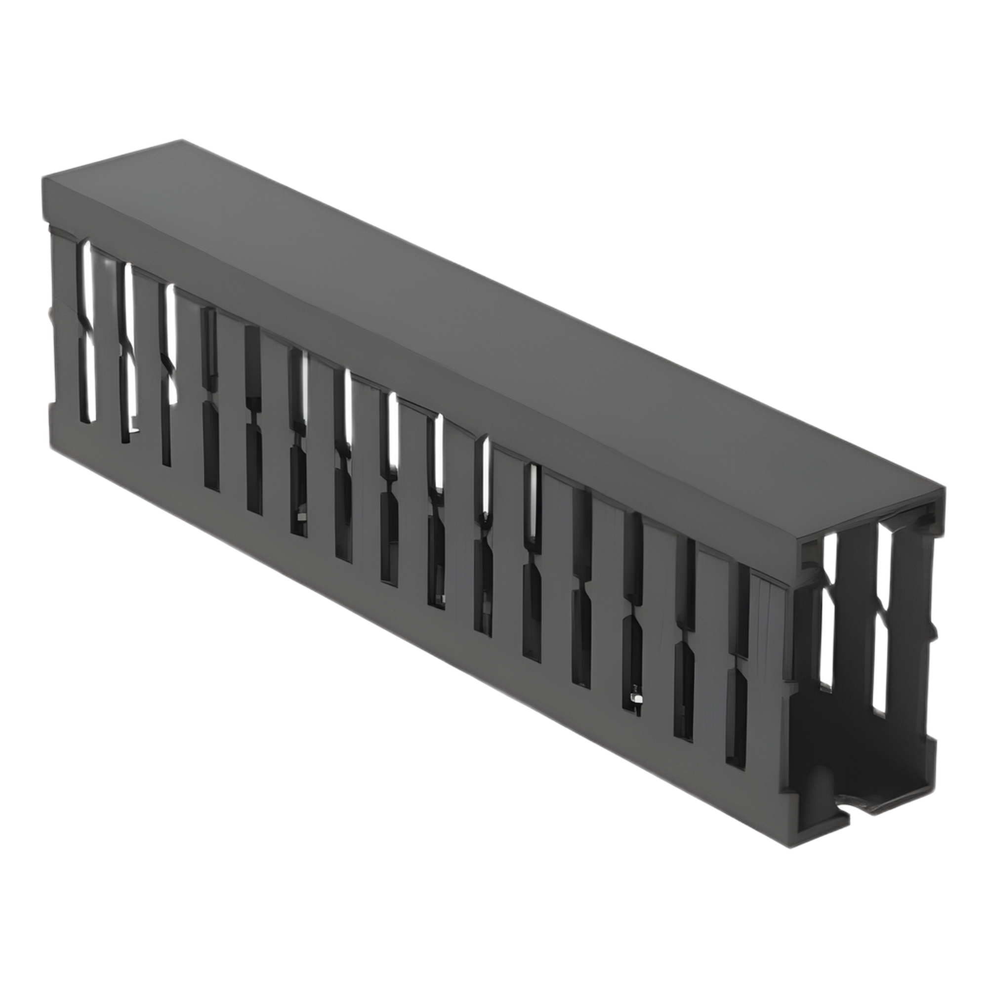 Canaleta Ranurada de PVC con Tapa, Tipo F, 32 mm de Ancho, 53.8 mm de Alto y 2 m de Largo, Color Gris — PANDUIT · SKU FC1X2LG2
