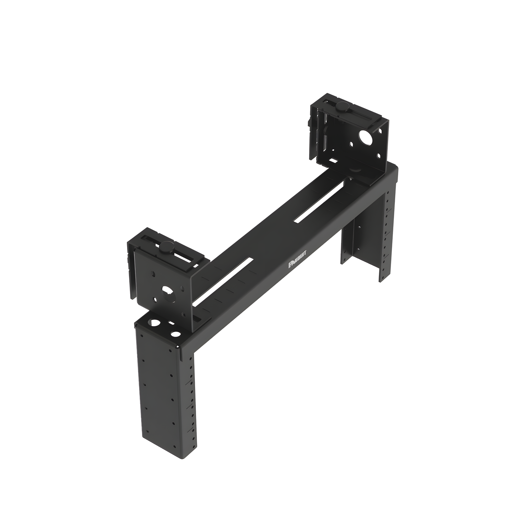 Rack de Distribución Aéreo de 2 Postes PanZone®, Rieles Roscados #12-24, de 4 UR, Color Negro  — PANDUIT · SKU PZLRB4U