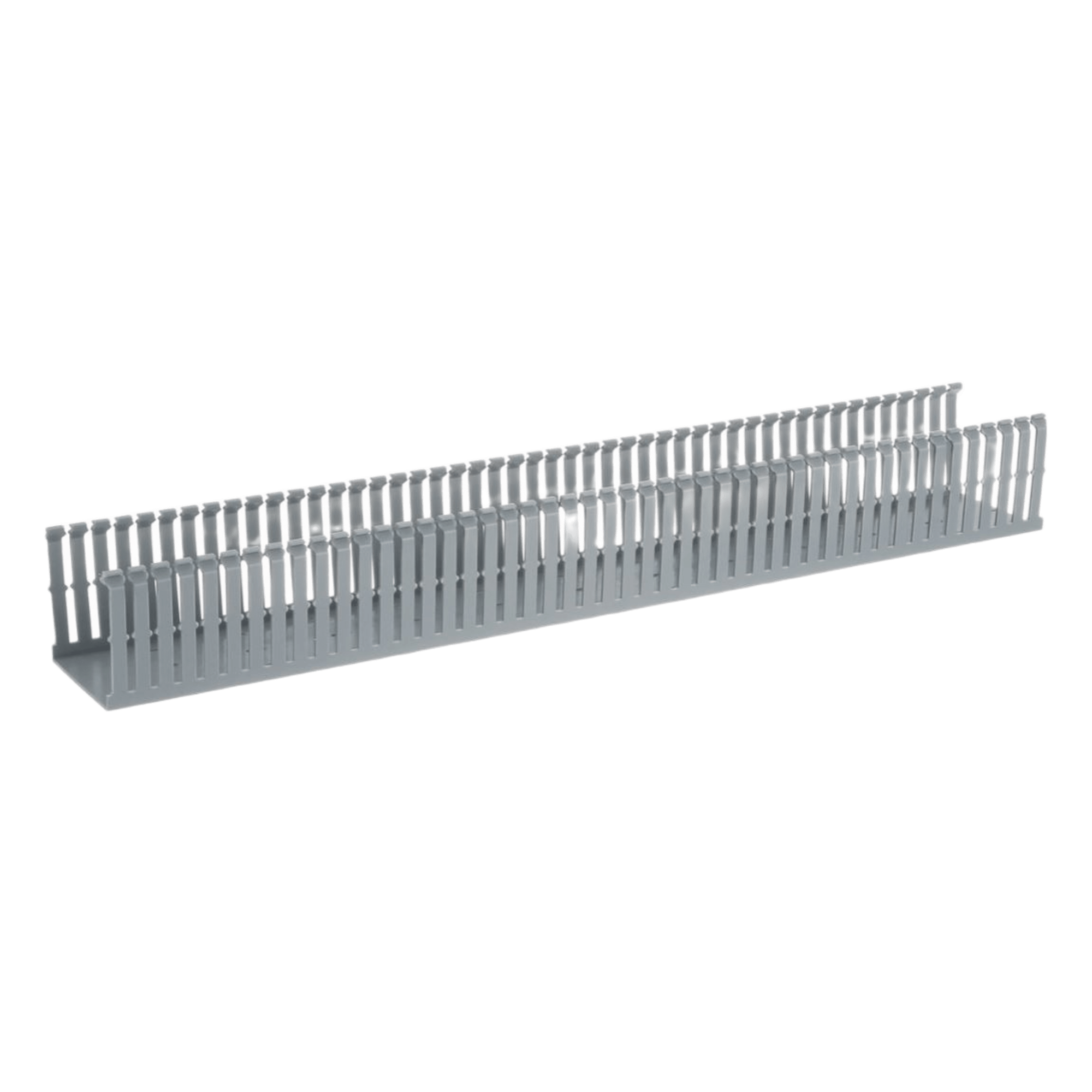 Canaleta Ranurada de PVC con Tapa, Tipo F, 82.6 mm de Ancho, 79.2 mm de Alto y 2 m de Largo, Color Gris — PANDUIT · SKU FC3X4LG2