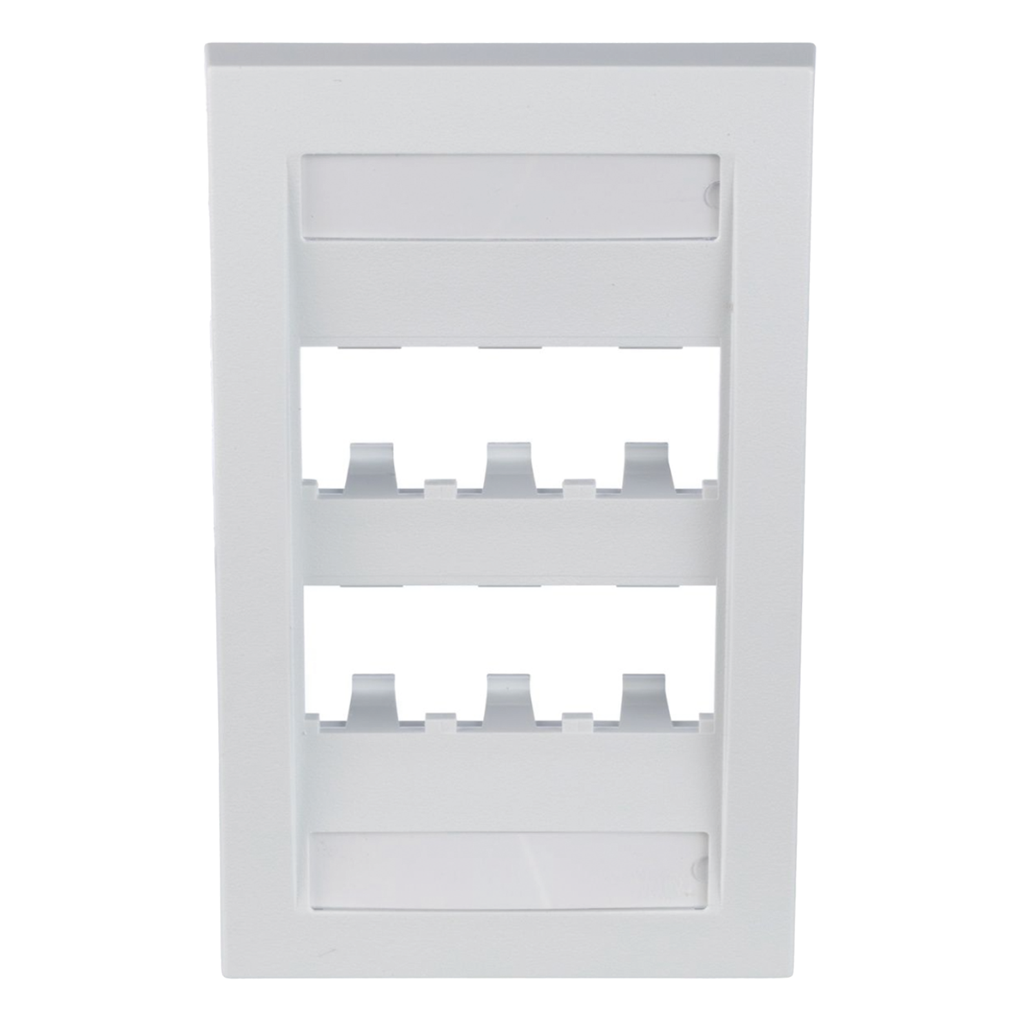 Placa de Pared Vertical Ejecutiva, Salida Para 6 Puertos Mini-Com, Con Espacios Para Etiquetas, Color Blanco — PANDUIT · SKU CFPE6WHY