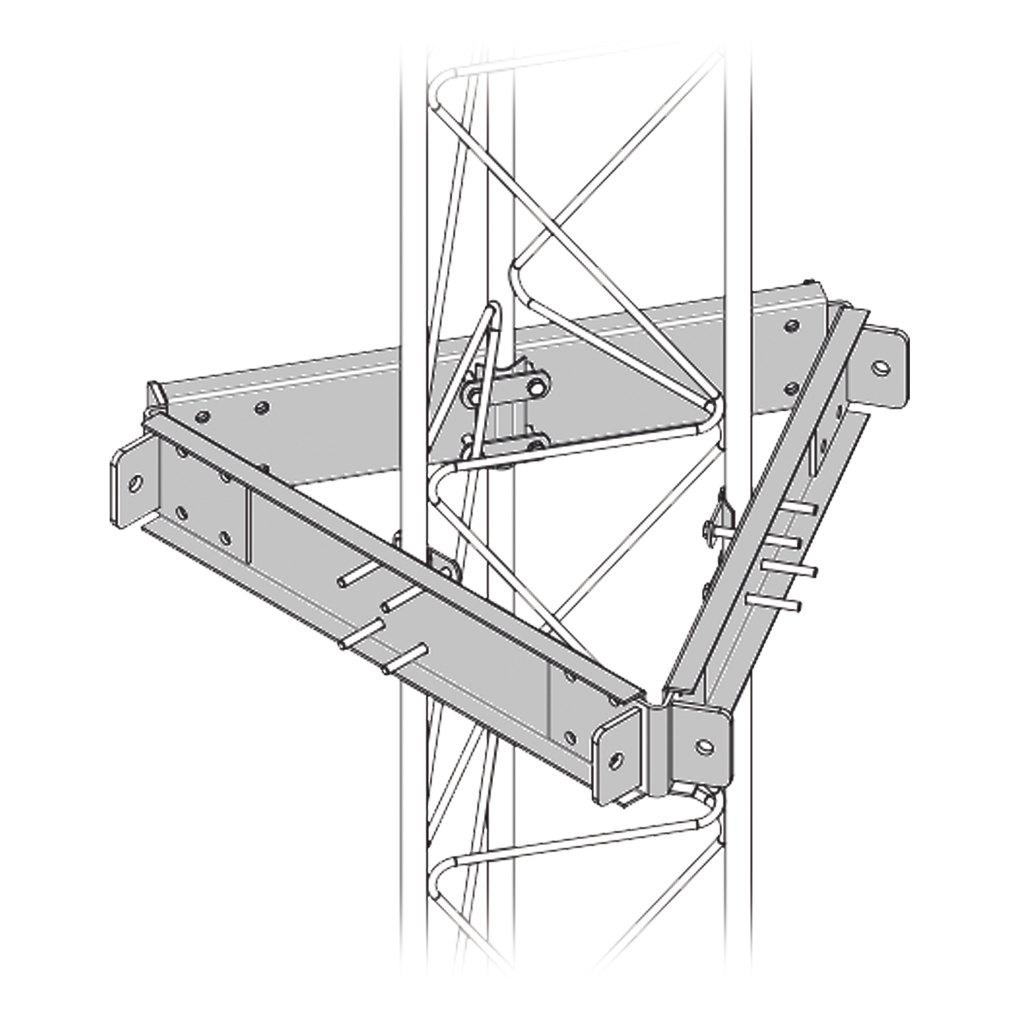 Estabilizador de Torre / 6 Puntos de Sujeción / Galvanizado por Inmersión en Caliente / Antitorsión / Antenas ≥ 1m — SYSCOM TOWERS · SKU SEST-45G