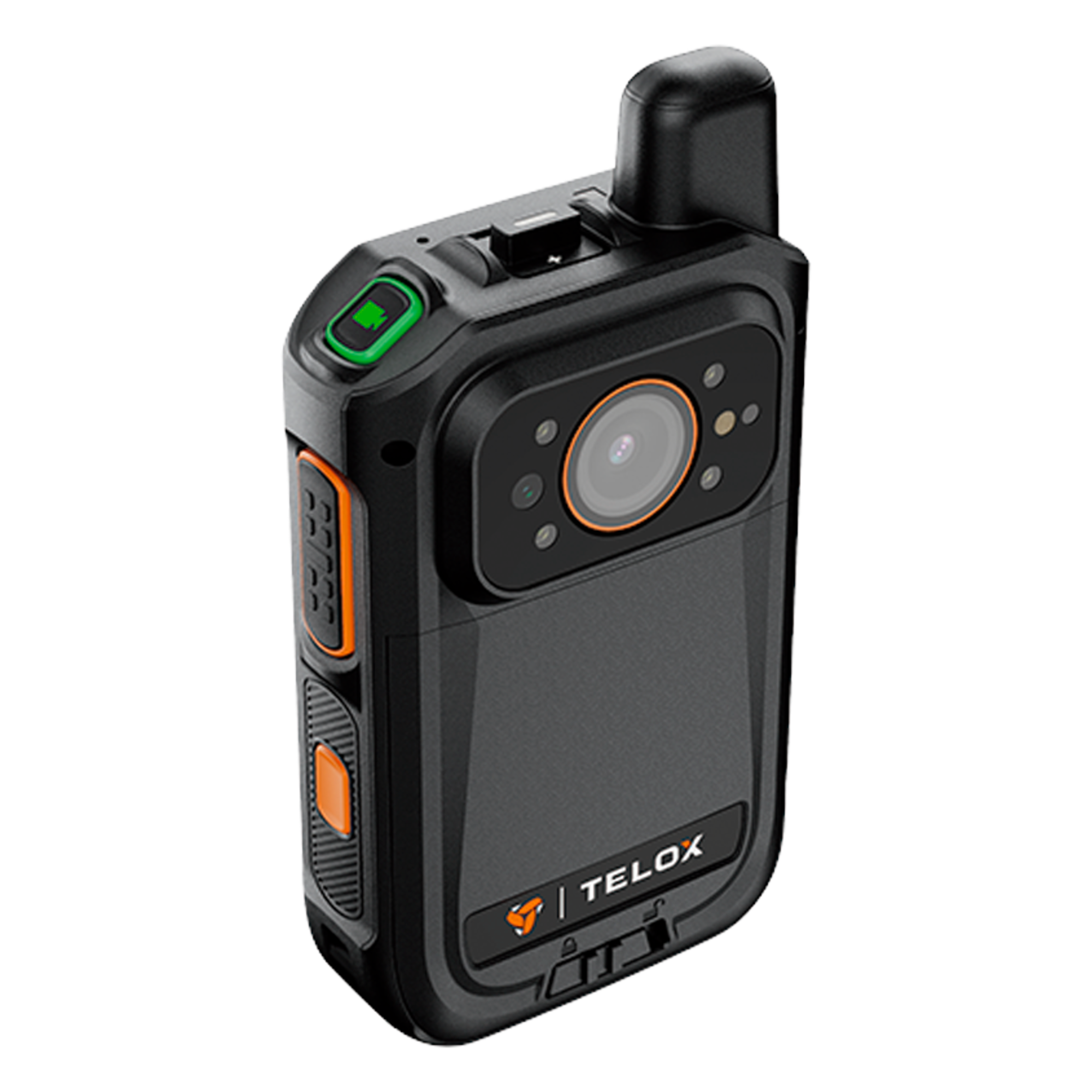  Bodycam IP67 4G LTE Android 12 / Con Funciones de Radio POC / Pantalla Táctil de 2" / Soporta llamadas Telefónicas y Mensajes SMS /Descarga de Vídeo automática con estación — TELOX · SKU CP680