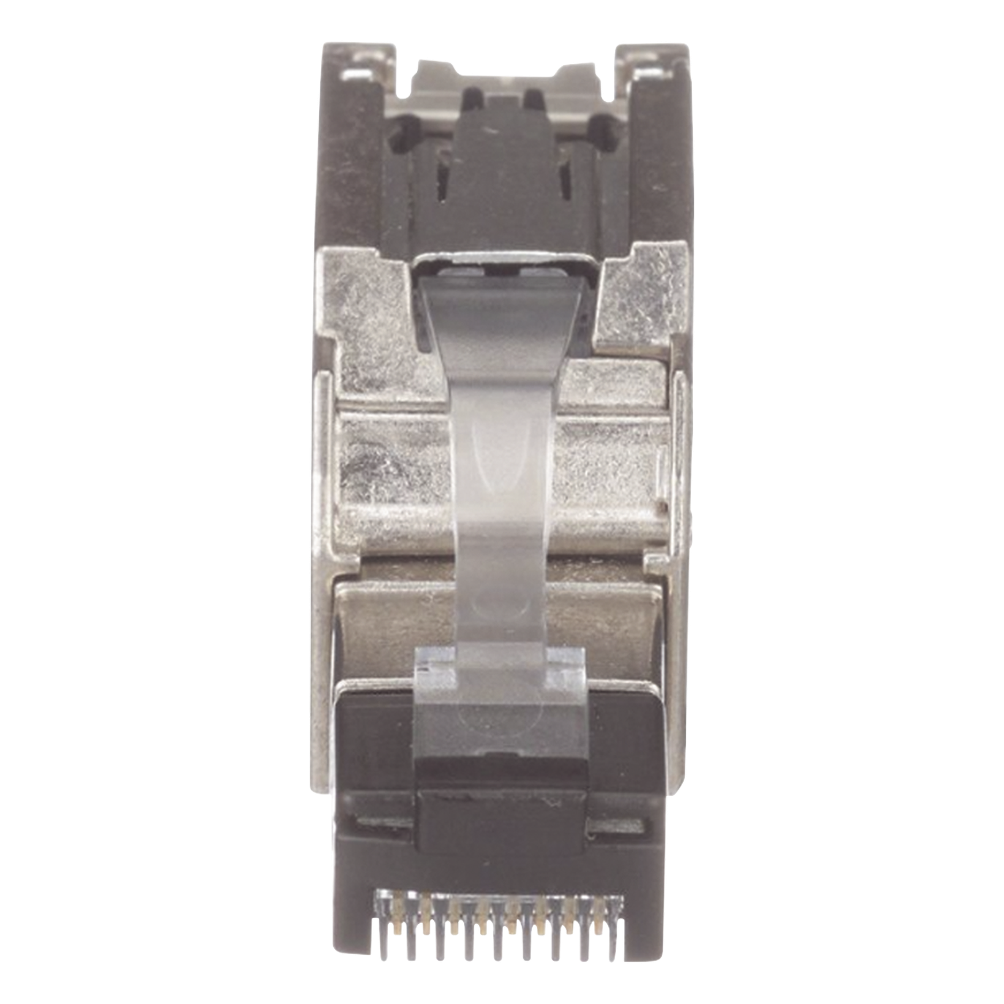 Plug RJ45 Blindado, Instalación Recta, Terminación en Campo Certificable, Compatible con Cat5e, Cat6 y Cat6A, Color Plata, Paquete de 10 Piezas