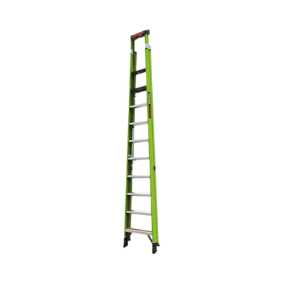 Escalera de 3.65 m Capacidad máxima de 170 Kg, inclinada, de fibra de vidrio con almohadilla de pared giratoria.
