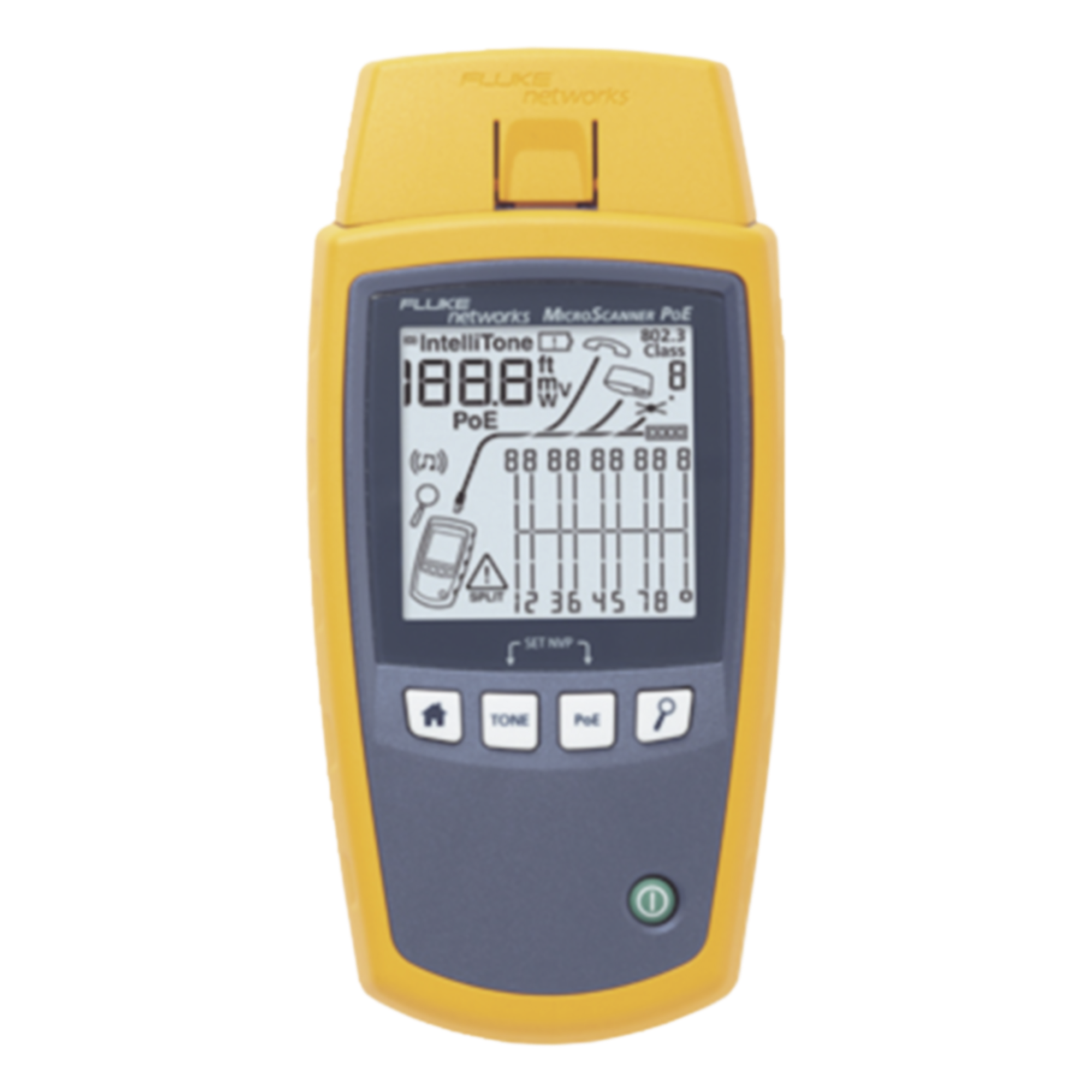 Verificador de Red MicroScanner PoE, para Comprobación de Redes de Voz, Datos, Video y PoE 802.3af, at, bt y UPOE, con Pantalla LCD Retroiluminada — FLUKE NETWORKS · SKU MS-POE