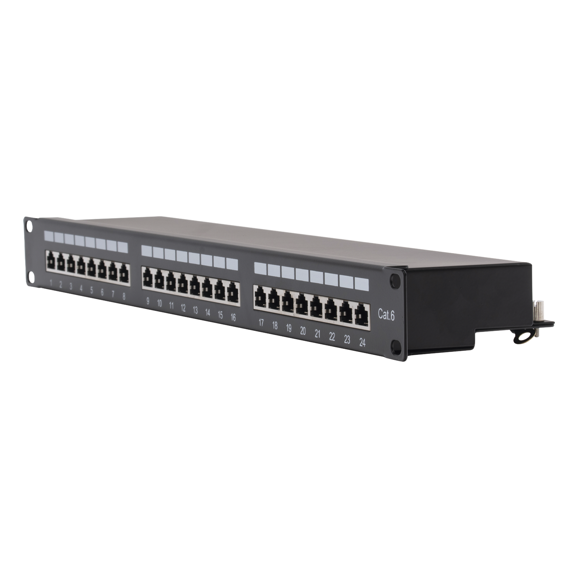 Panel de Parcheo de Impacto (110) Blindado (STP) de 24 Puertos Cat6, 19 Pulgadas