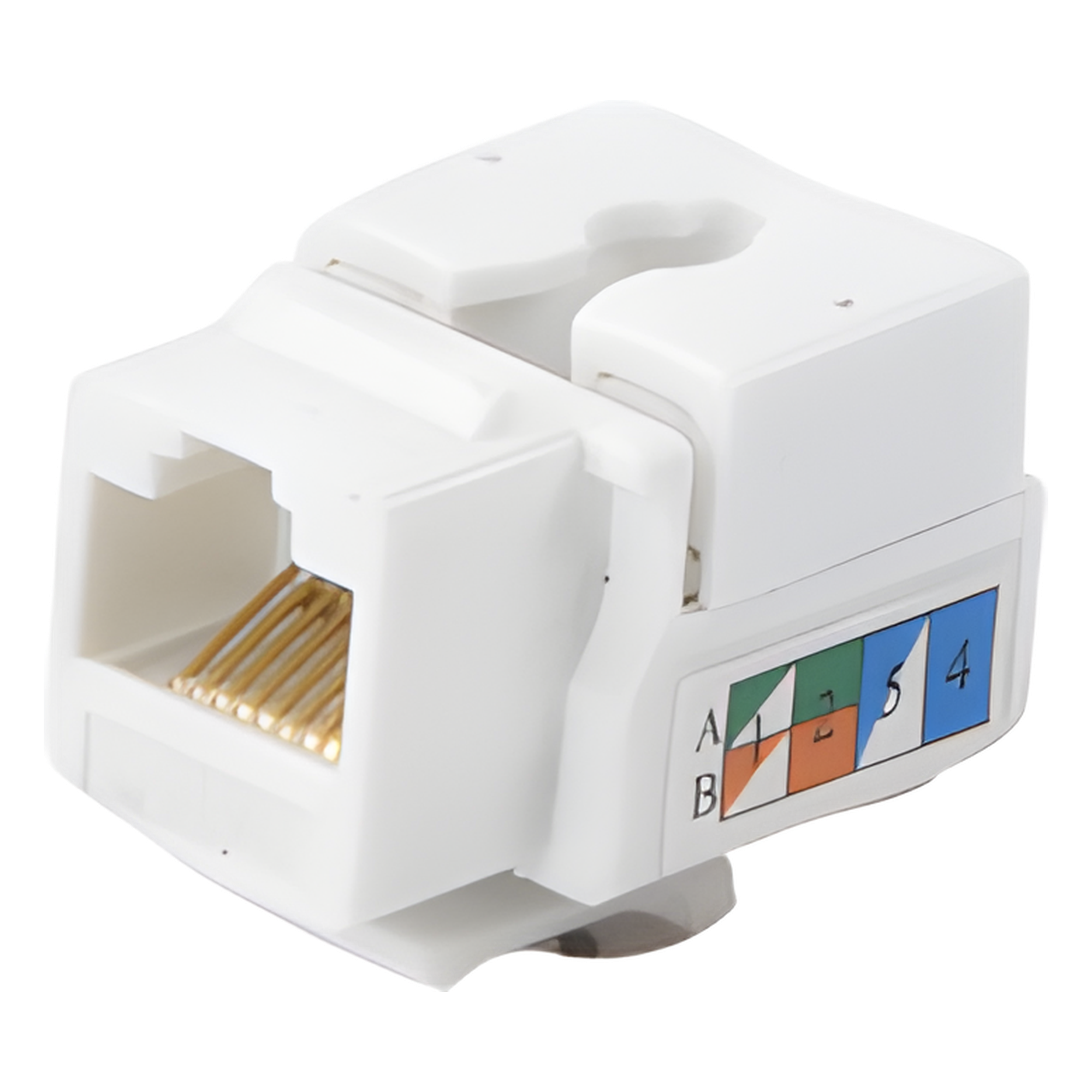 Módulo Jack Keystone Cat5e con Terminación 110 (Punchdown) para Faceplate - Color Blanco