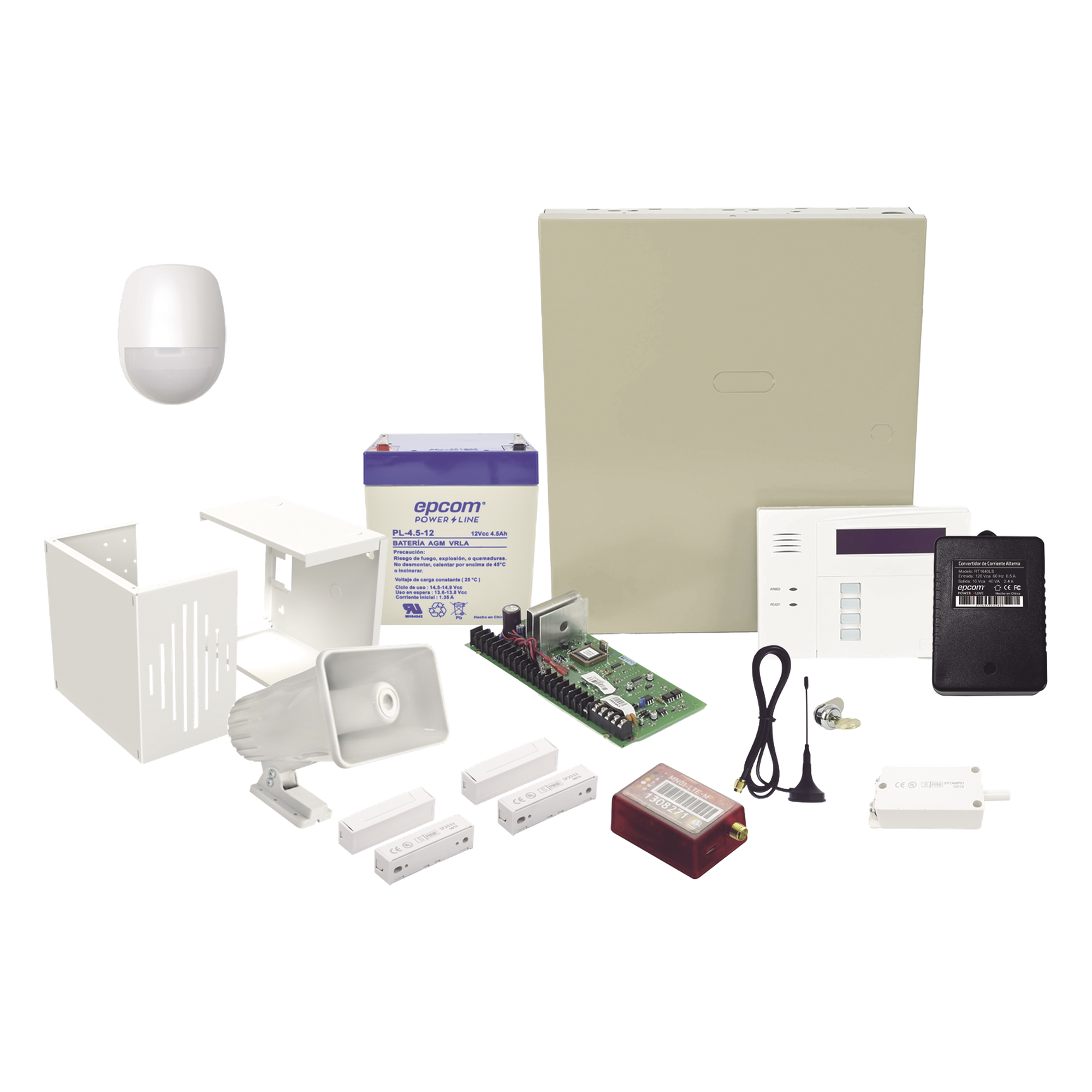 Kit de alarma antirrobo con panel VISTA-48, comunicador 4G LTE-M/5G, sensor PIR, sirena de 30 W y 2 contactos magnéticos — HONEYWELL HOME RESIDEO · SKU KIT2MINI-60RF