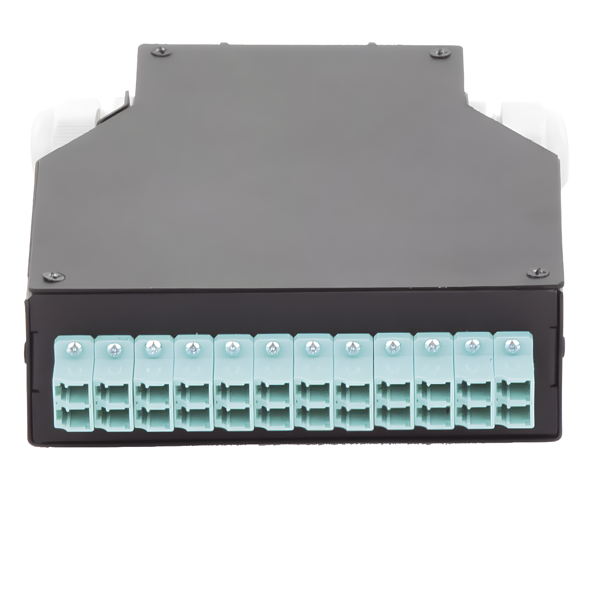 Distribuidor de Fibra Óptica para Riel Din, 12 Acopladores LC/UPC Duplex Multimodo con Charola de Empalme — LINKEDPRO BY EPCOM · SKU LP-RDLCUMM