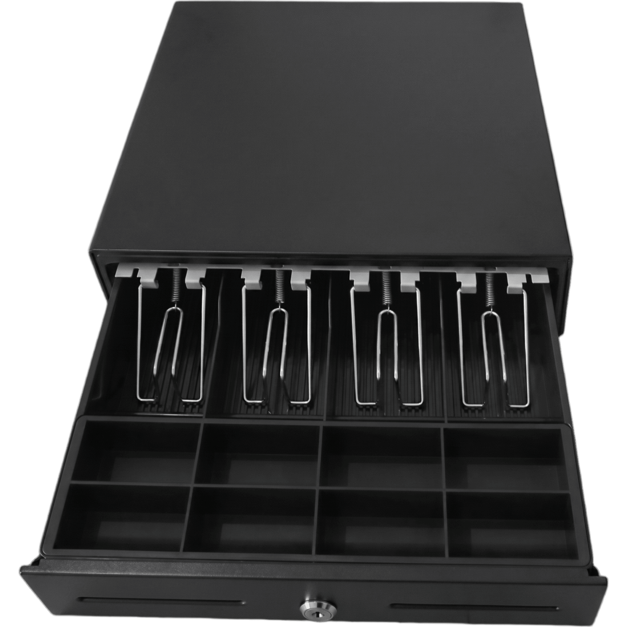 Cajón de Efectivo / Compacto 330 mm / 4 Billetes + 8 Monedas / Apertura RJ11 / Cerradura con Llave / Punto de Venta