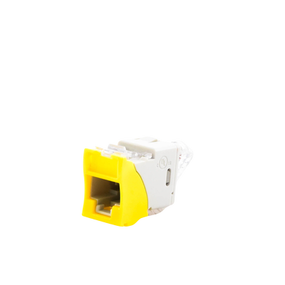 Jack Ultramax Cat5e, UTP, Montaje Híbrido en Placa de Pared (Plano y Angulado), Color Amarillo, Punch Down