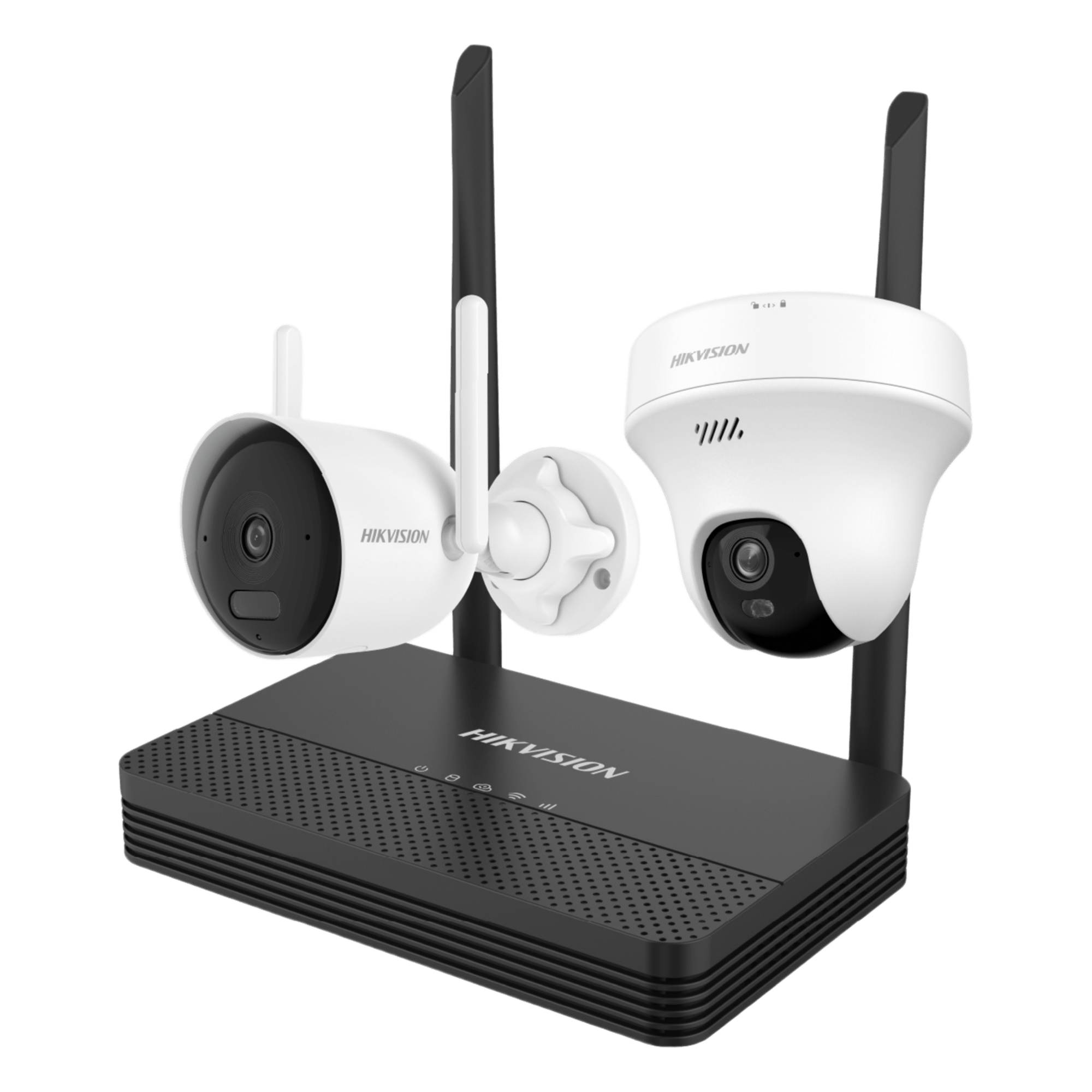 Kit IP Inalámbrico / NVS 4 Canales / 2 Cámaras Wi-Fi 2 Megapixel / Dual Light 30 m (98.4 ft) / Audio Bidireccional / Lente 2.8 mm 97° — HIKVISION · SKU NKS4223WBTH