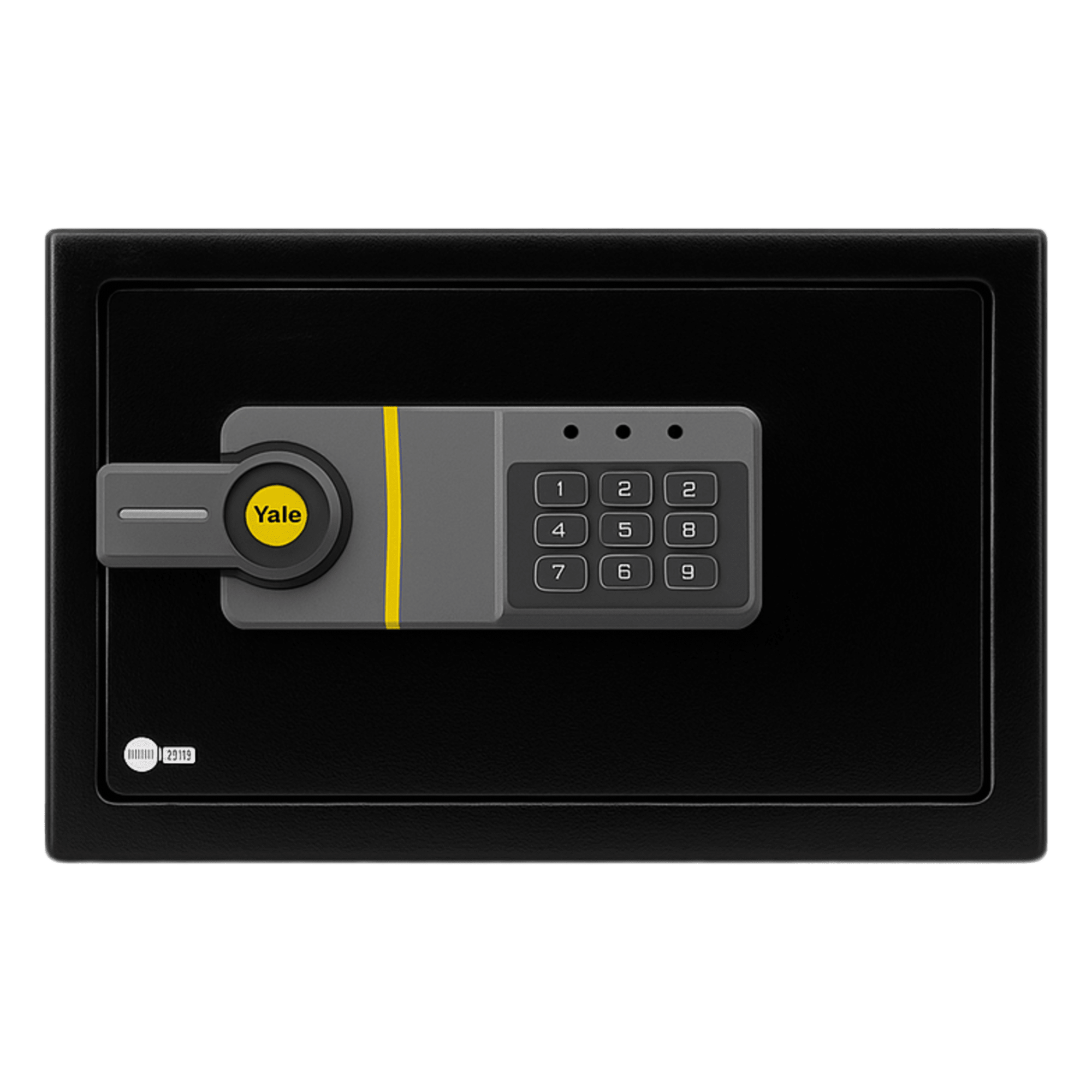 Caja Fuerte Electrónica Residencial / Sistema de Apertura por Código 3-8 Dígitos / Llave de Emergencia / Bloqueo de Seguridad 5 Minutos / Indicadores LED / Alimentación 4 Pilas AA / Garantía 1 Año — ASSA ABLOY · SKU MX86975