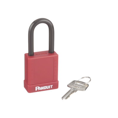 Candado de Bloqueo LOTO de Seguridad Dieléctrico, Con Llave Única, Diámetro de 6.5 mm, Color Rojo