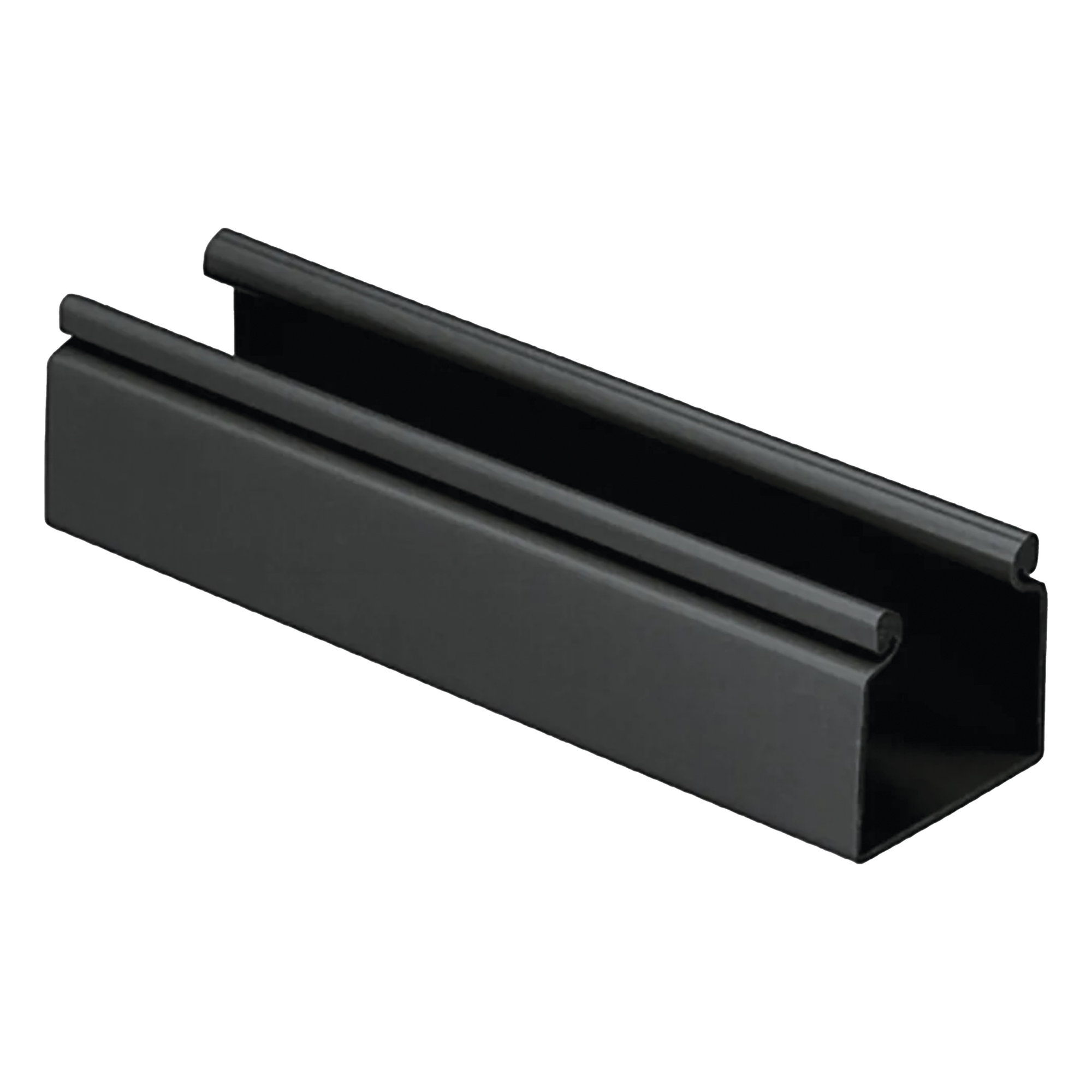 Canaleta FiberRunner™ 2X2 sin Tapa, de PVC Rígido, Sin Orificios de Montaje, Color Negro, 1.8 m de Largo