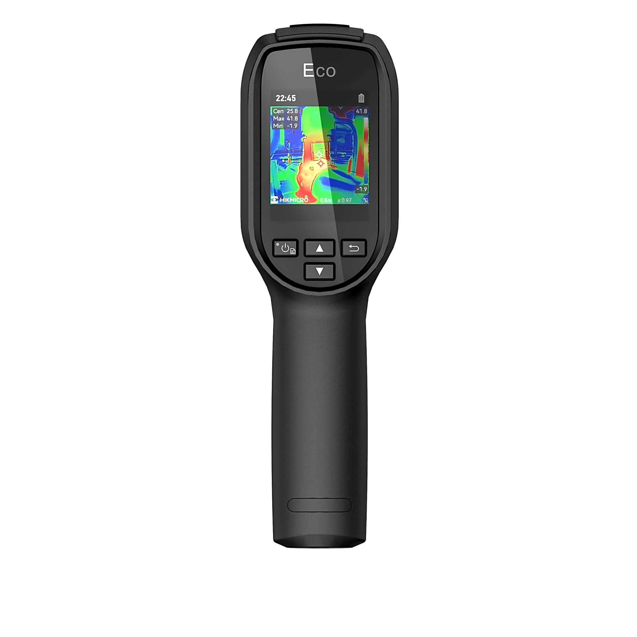 ECO - Cámara Termográfica Portátil / Rango de temperatura de -20 °C a 550 °C / Alta precisión ±2℃/±2% / Resolución super IR 240 x 240 / Pantalla LCD 2.4" / puntero láser / IP54 / Memor