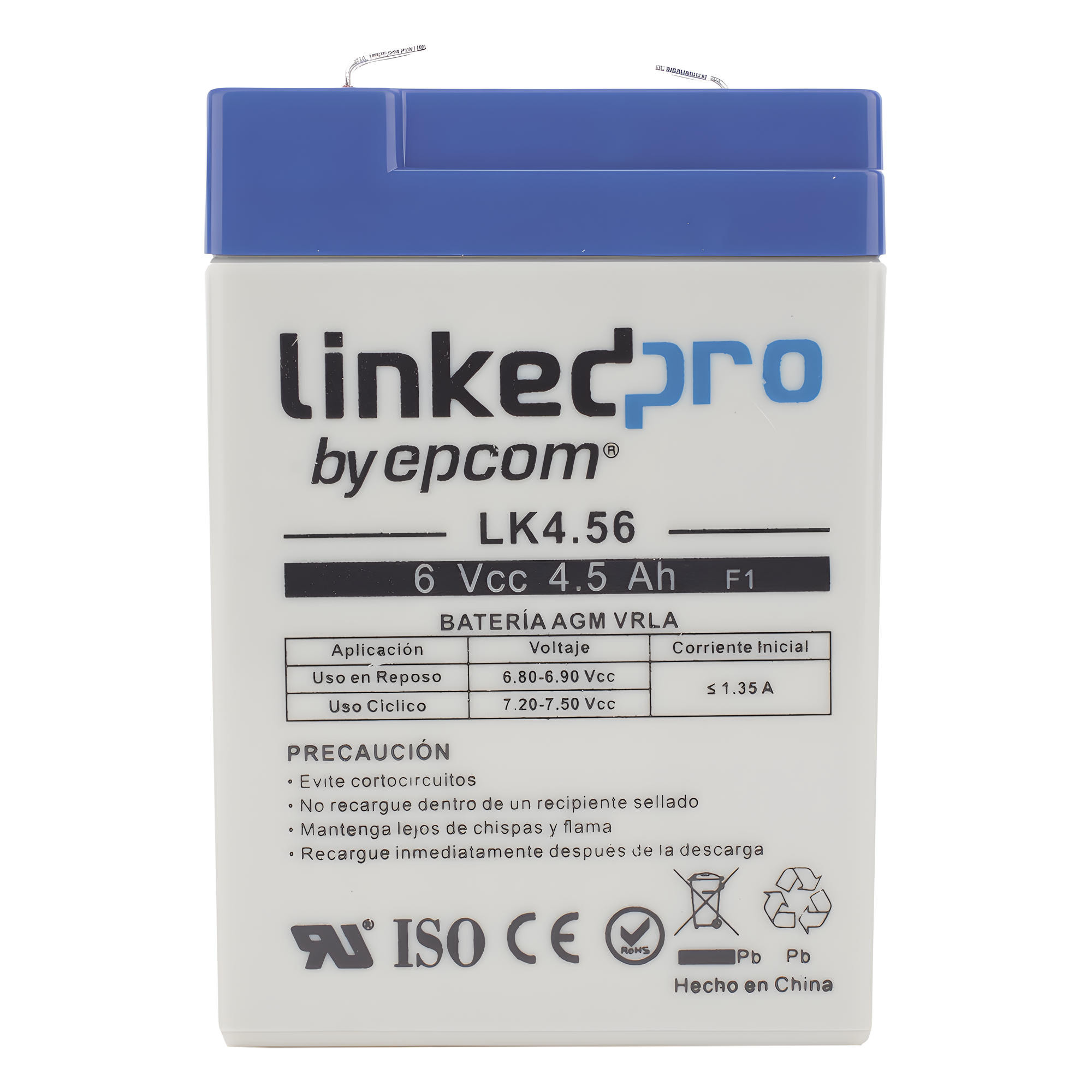 Batería de respaldo 6 V | 4.5 Ah | AGM | Especial para Seguridad Electrónica | UPS | Sistemas de Emergencia | Vida útil 5 años | Terminales F1