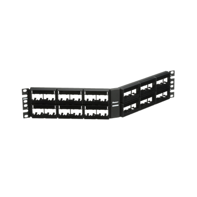 Panel de Parcheo Modular Mini-Com (Sin Conectores), Angulado, Sin Blindaje, Con Etiqueta y Cubierta, de 48 Puertos, 2UR