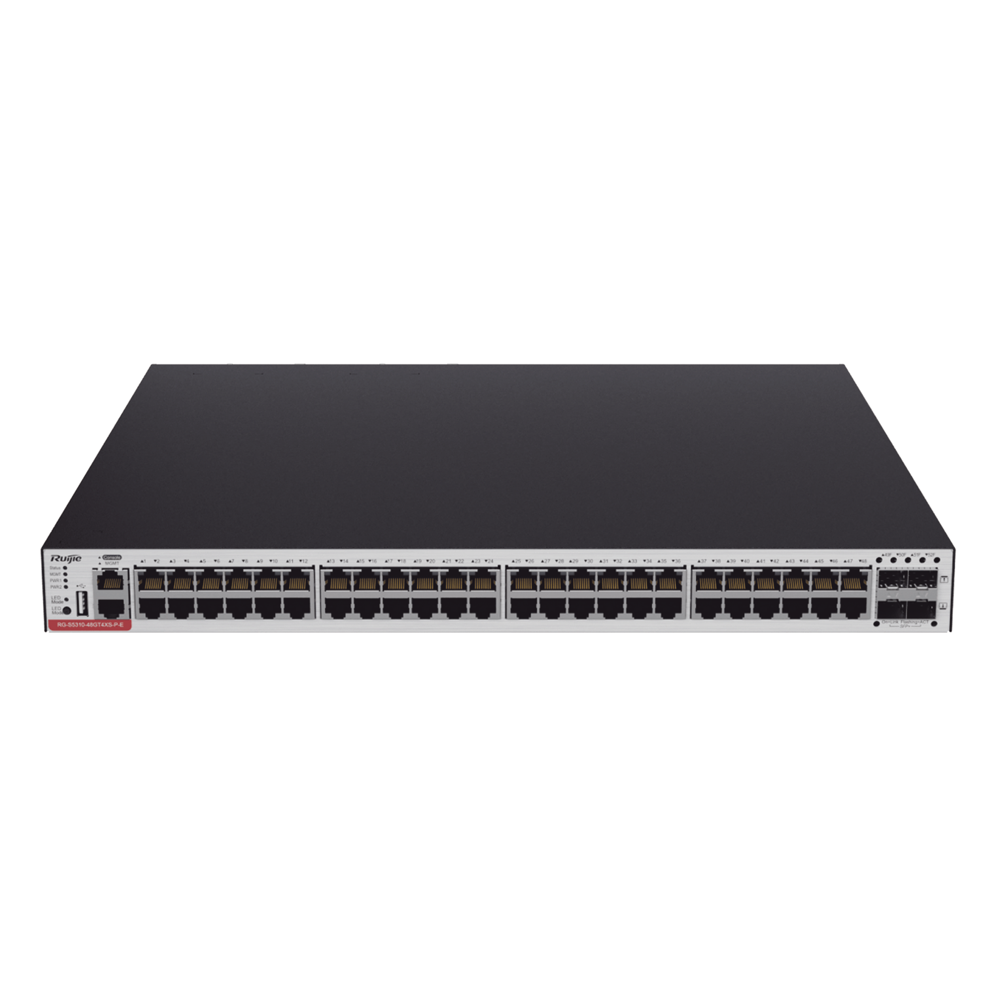 RG-CS83-48GT4XS-PD Switch Administrable Capa 3 PoE con 48 puertos Gigabit 802.3af/at + 4 SFP+ para fibra 10Gb, hasta 1,480 watts, gestión gratuita desde la nube. — RUIJIE · SKU RG-CS83-48GT4XS-PD