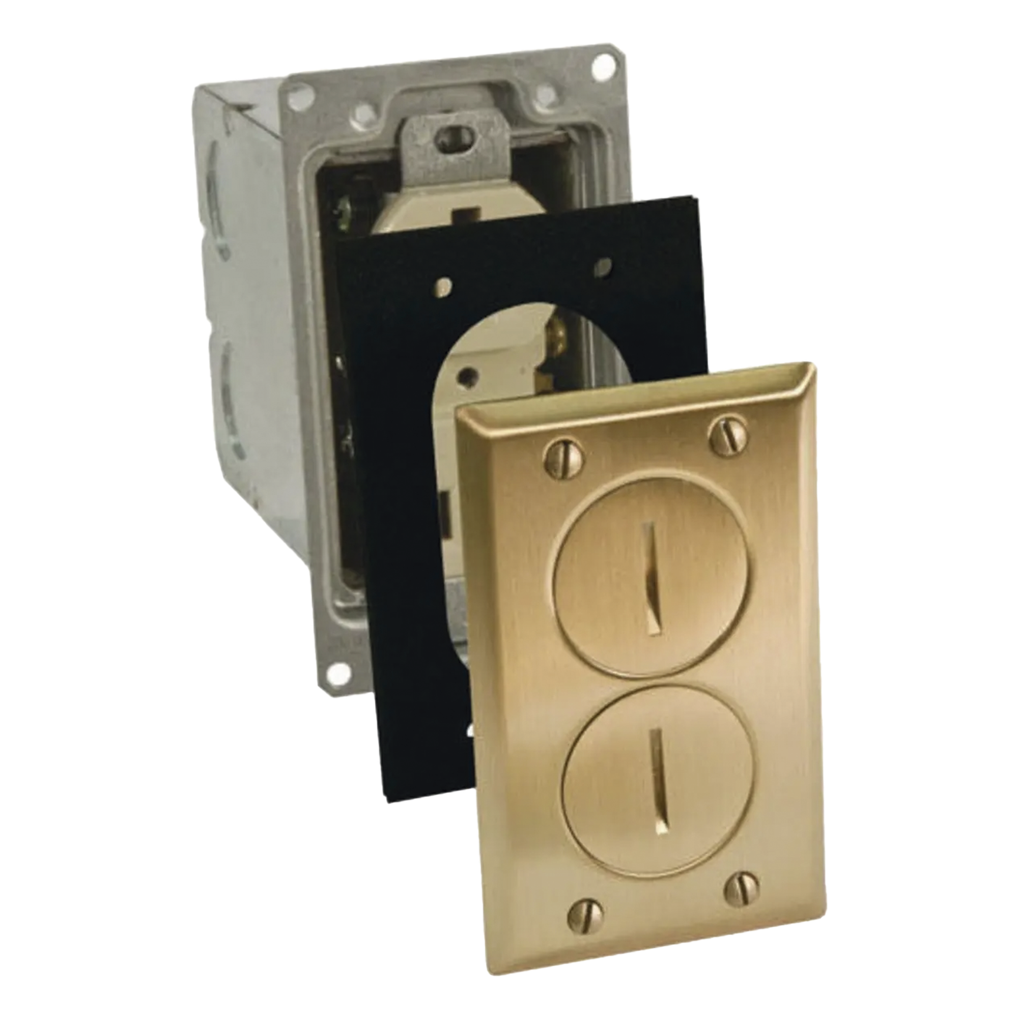 Kit de Caja de Piso con Receptaculo de  15A 125V/ Acabado Latón. — HUBBELL · SKU HUB-RF6500-BR
