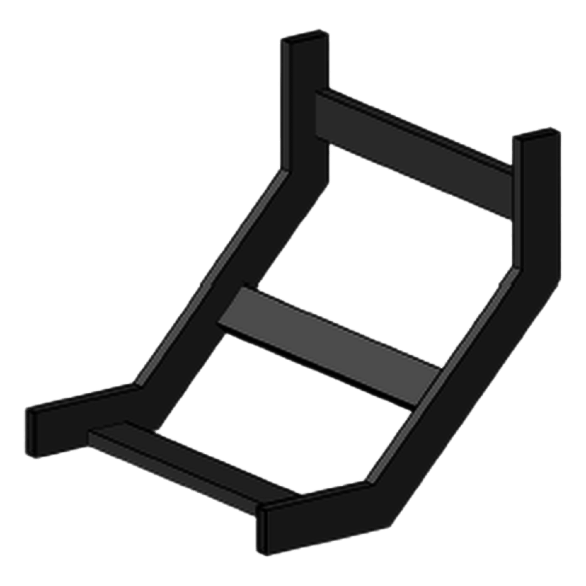 Curva vertical interior epoxica para charola tubular de 4" de ancho, incluye cople y tornillería — CHAROFIL · SKU CH-CVIT-1X4EP