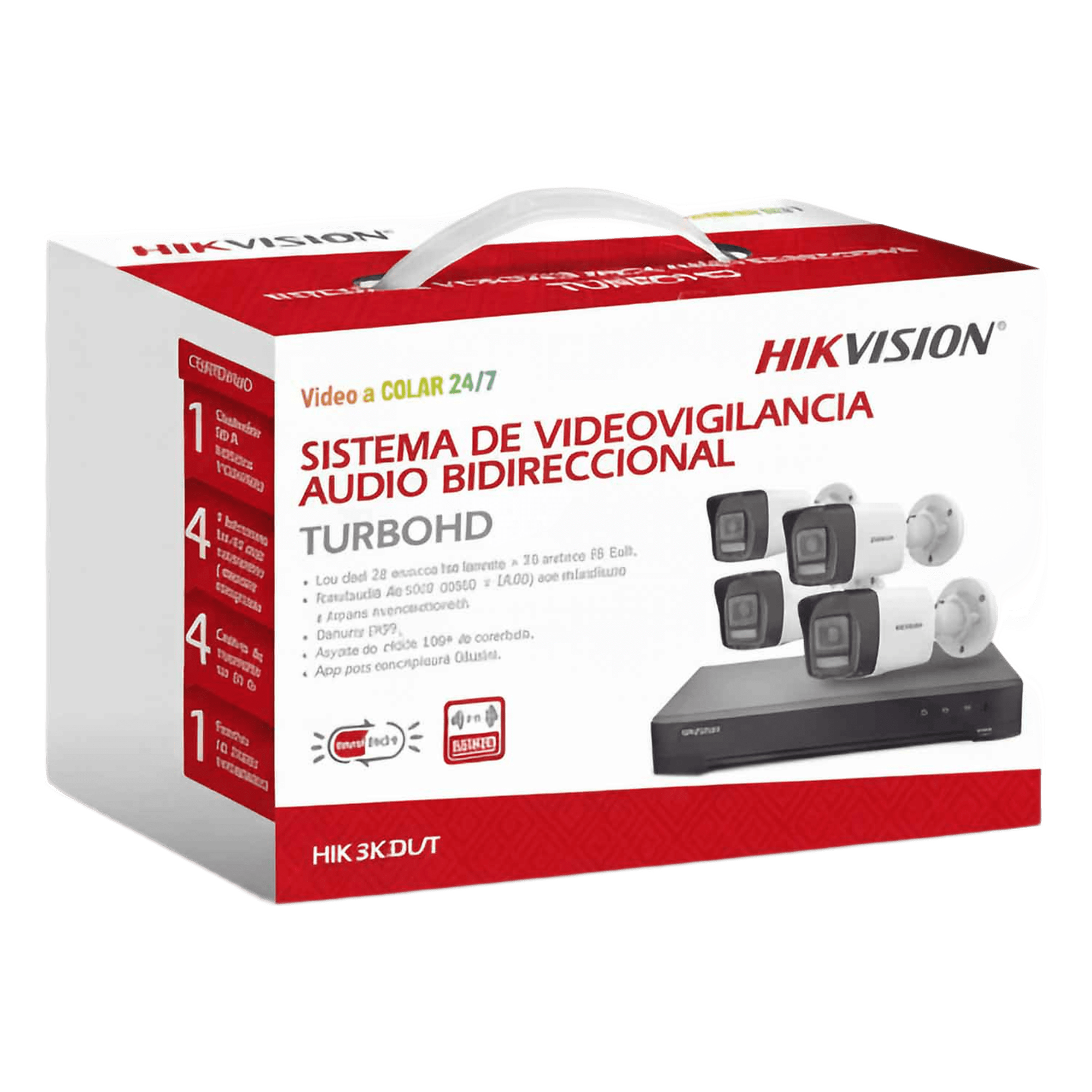 Kit TurboHD / 3K 5 Megapixel / DVR 4 Canales + 2 IP / 4 Cámaras Bala Dual Light / IR 30 m (98.4 ft) / Audio Bidireccional / AcuSense — HIKVISION · SKU HIK-3K-DL/T
