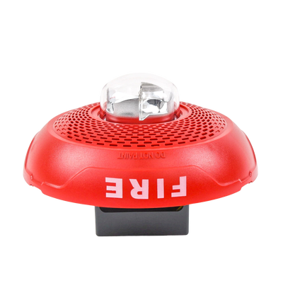 Bocina con Lámpara Estroboscópica, Montaje en Techo, Color Rojo, Nuevo Diseño Moderno y Elegante y Menor Consumo de Corriente