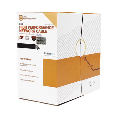 Bobina de Cable de 152.5 Metros (500 Pies) Cat6+ Calibre 23 Alto Desempeño, Super Flexible, UL, Color Azul, para Aplicaciones de Video Vigilancia, HD, y Redes de Datos. Uso Interior.
