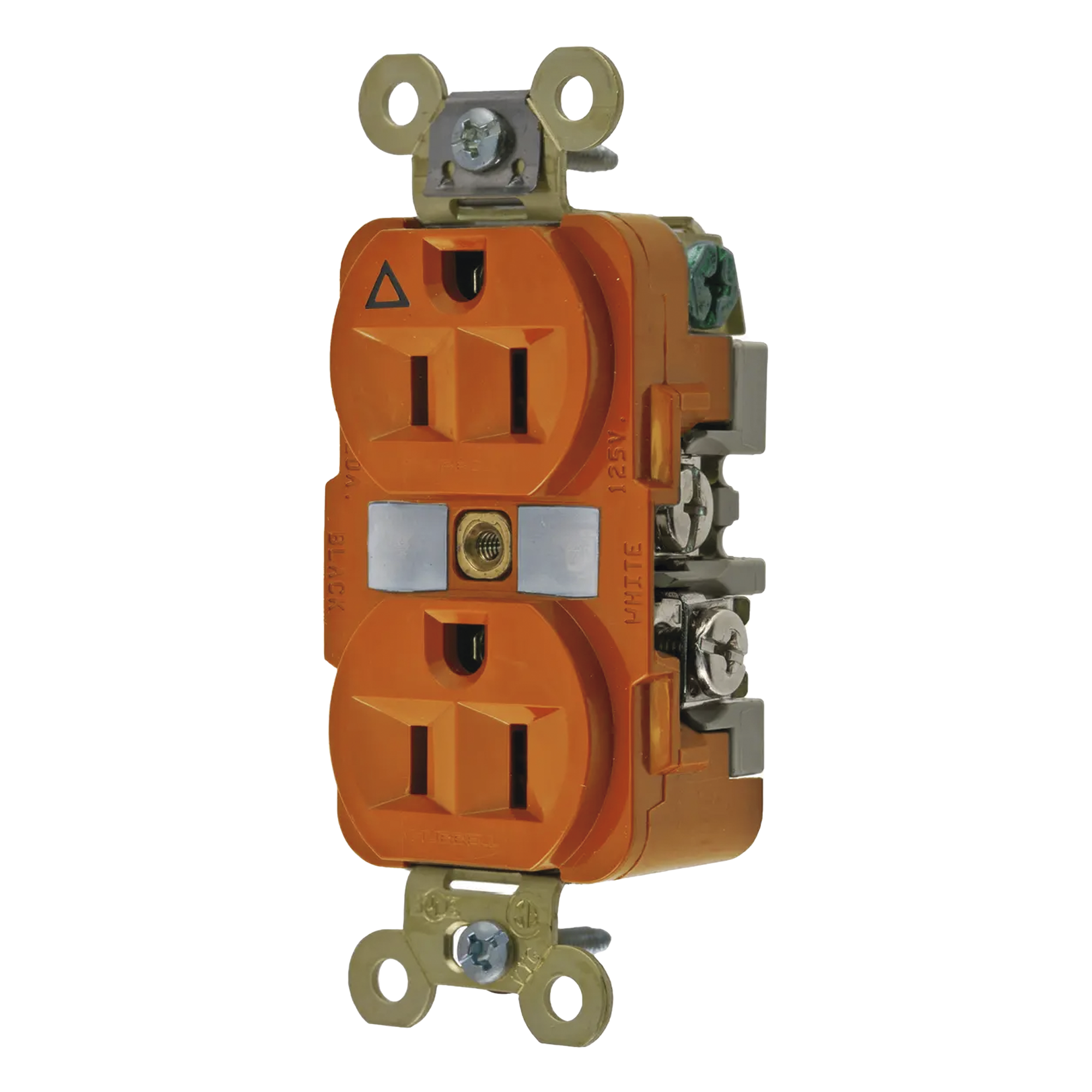 Contacto Dúplex Conexión a Tierra Aislada 15A 125V/ 2 Polos 3 Hilos/ Color Naranja/ Nema 5-15R/ Grado Industrial. — HUBBELL · SKU HUB-IG5262